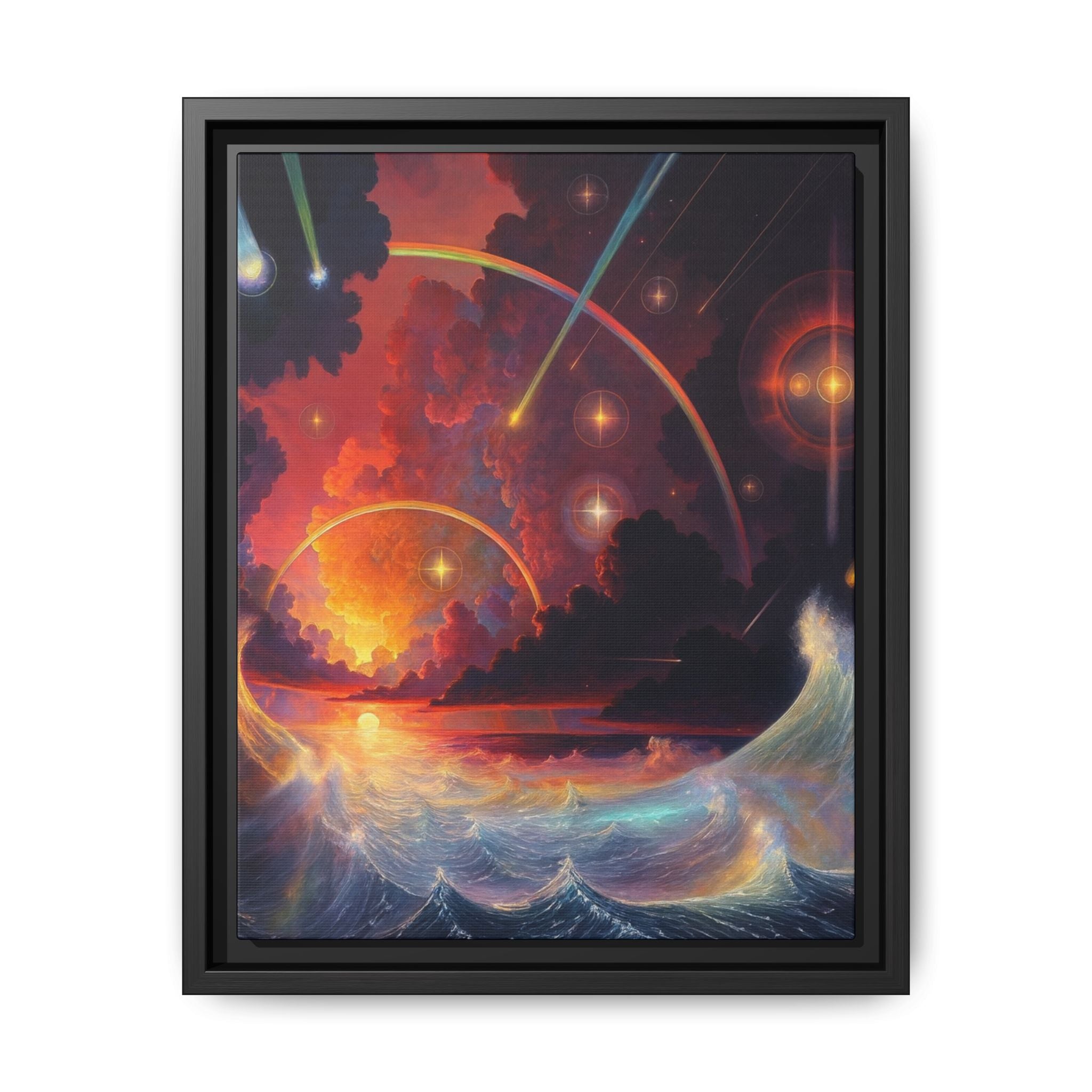"Celestial Tides" – Framed Canvas Print