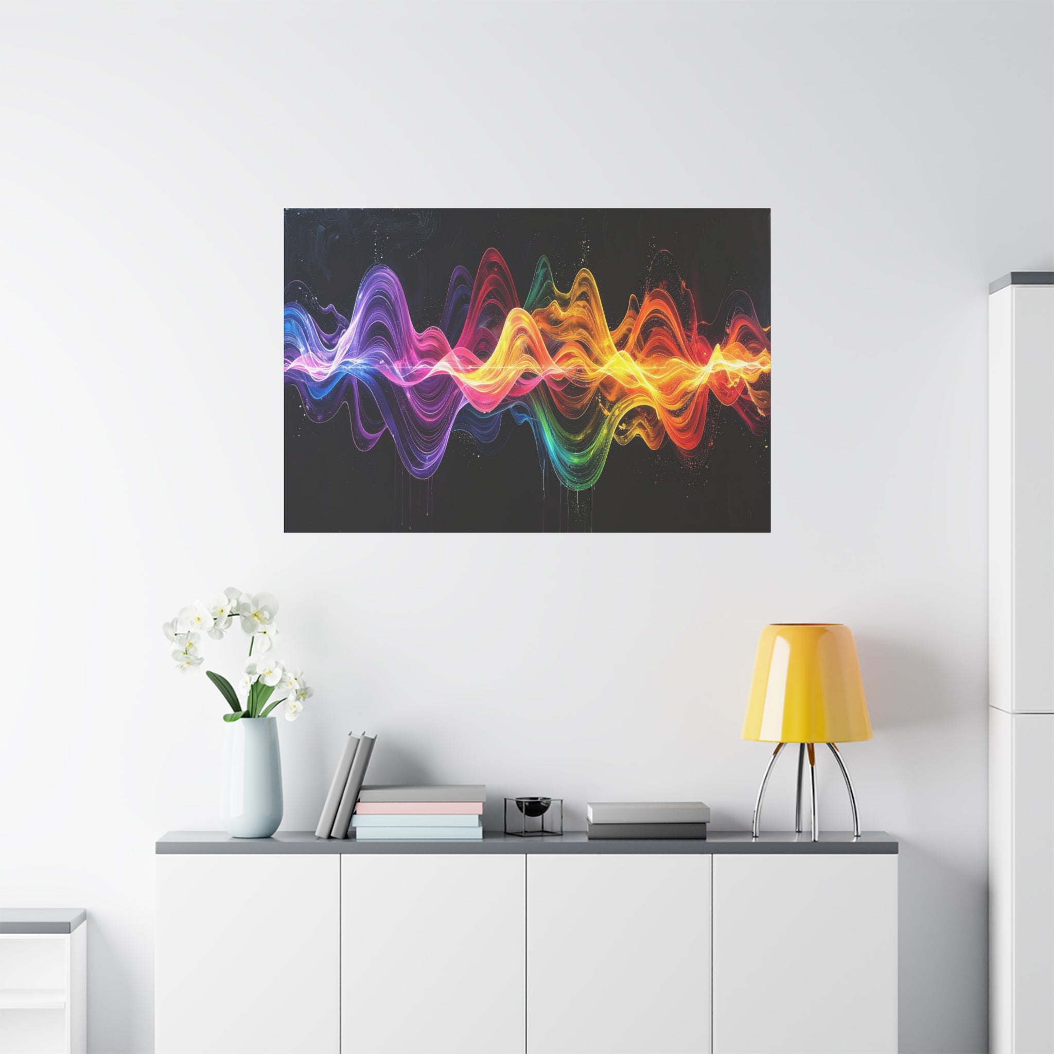Sonic Spectrum: Digital Sound Wave Visualization, Color Gradient Artwork - L’Art Suprême Canvas