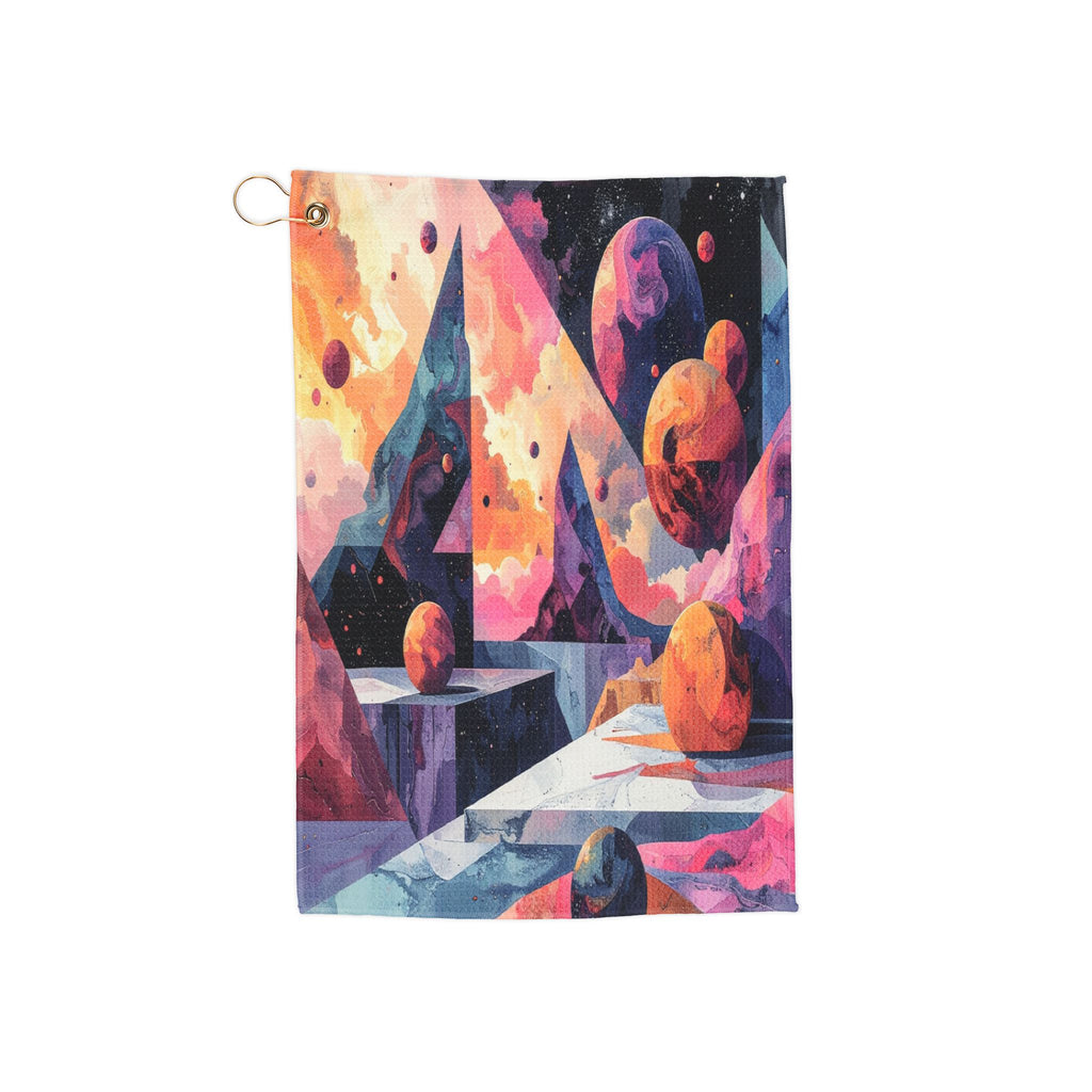 Cosmic Geometrica: Surreal Planetary Dreamscape, Digital Abstract Cosmic Art -  L'Art Golf Towel