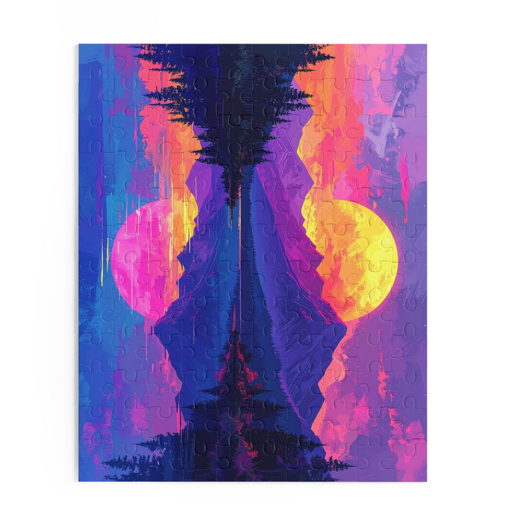 Synthwave Sunset Lake: Neon Mountain Dreamscape, Digital Retrowave Art -  L'Art Puzzle