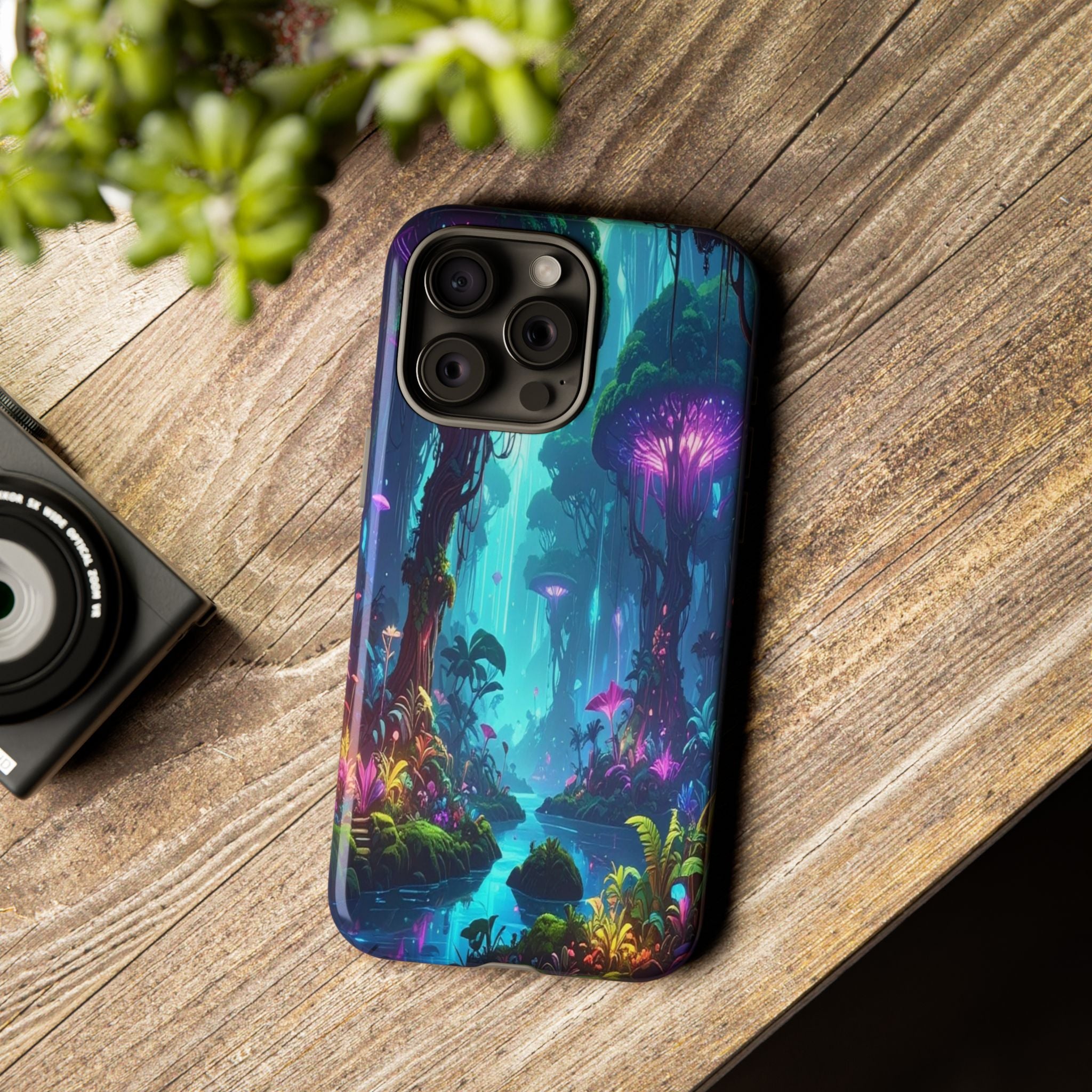 Bioluminescent Dreamscape: Ethereal Forest Fantasy, Digital Luminescence Illustration - L’Art Suprême Phone Case