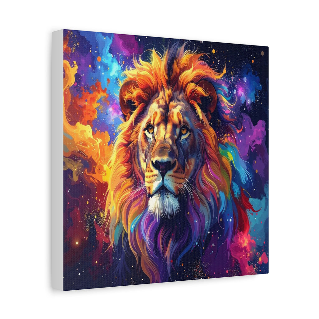 Cosmic Mane: Celestial Lion Portrait, Digital Cosmic Artwork - L’Art Suprême Canvas