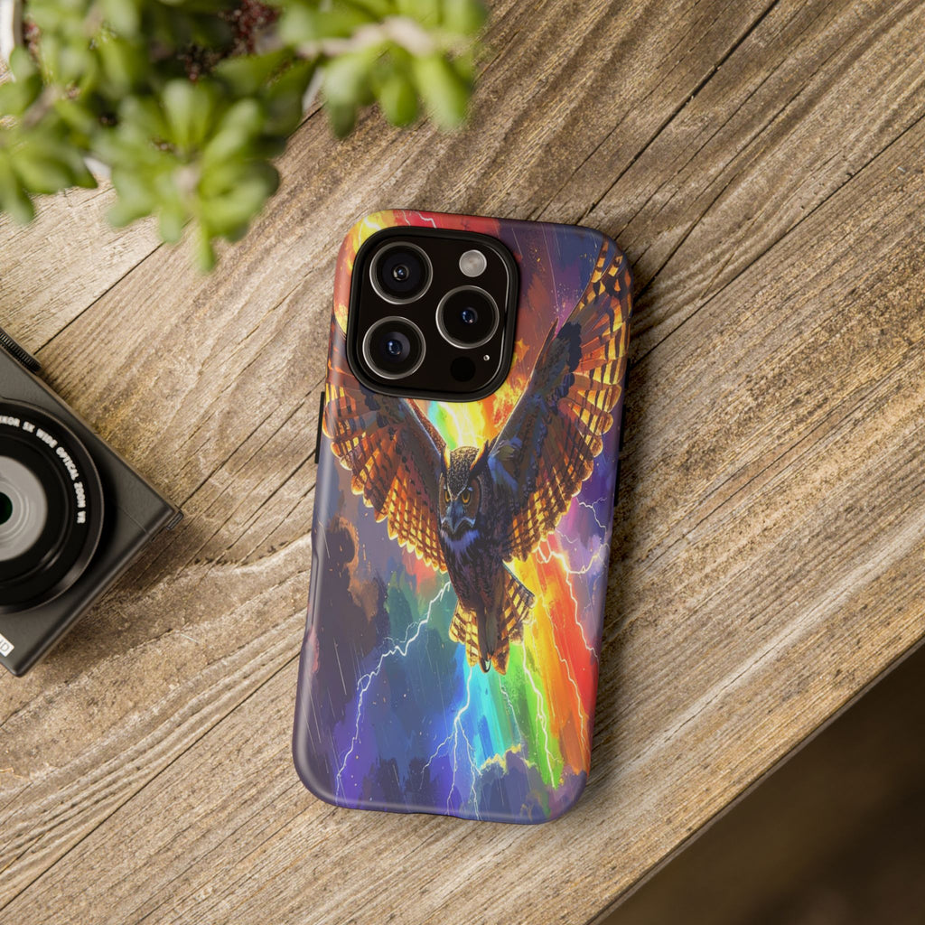 Thunderwing: Ethereal Owl in Electric Storm, Digital Fantasy Artwork - L’Art Suprême Phone Case