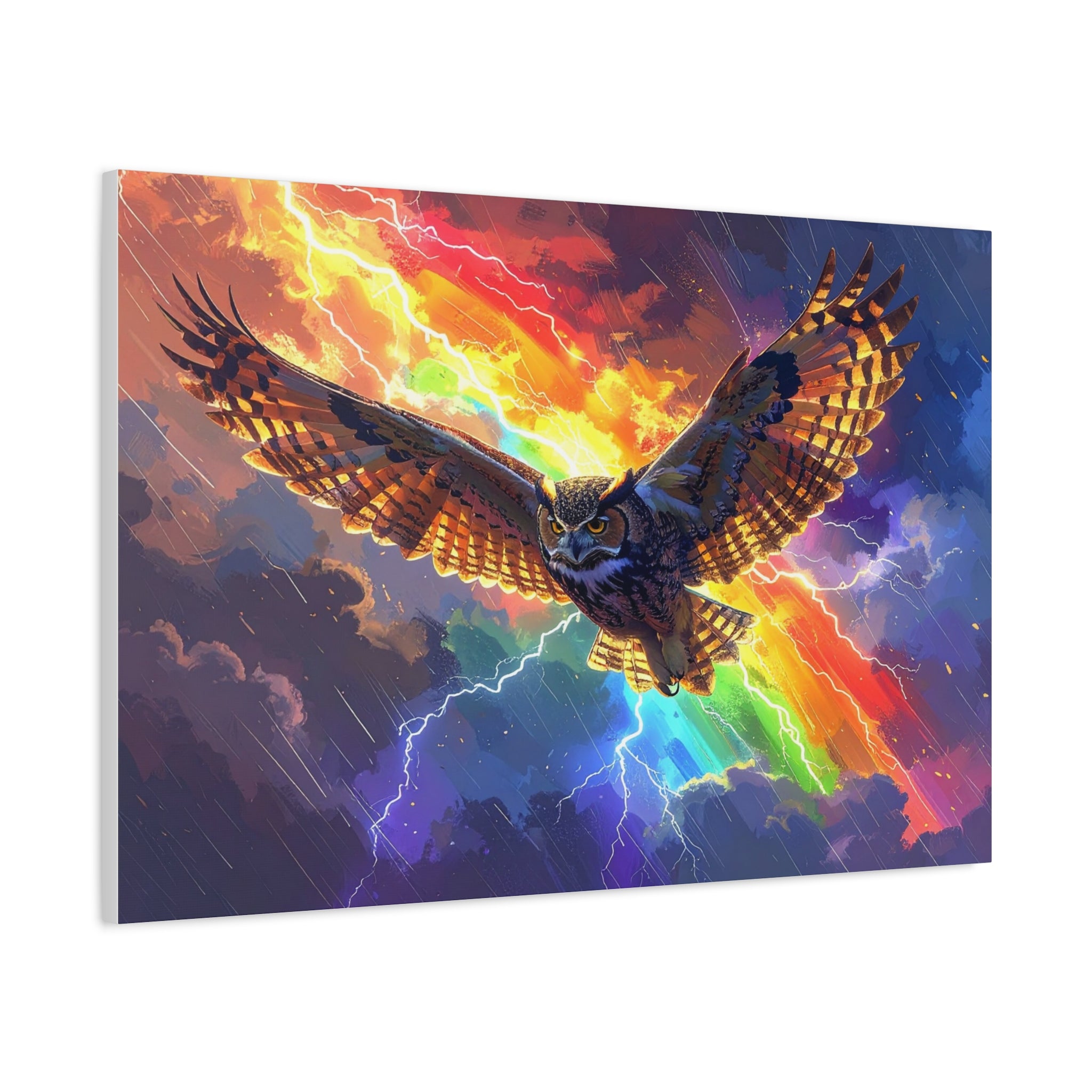 Thunder Spirit: Elemental Owl Ascension, Digital Fantasy Artwork - L’Art Suprême Canvas