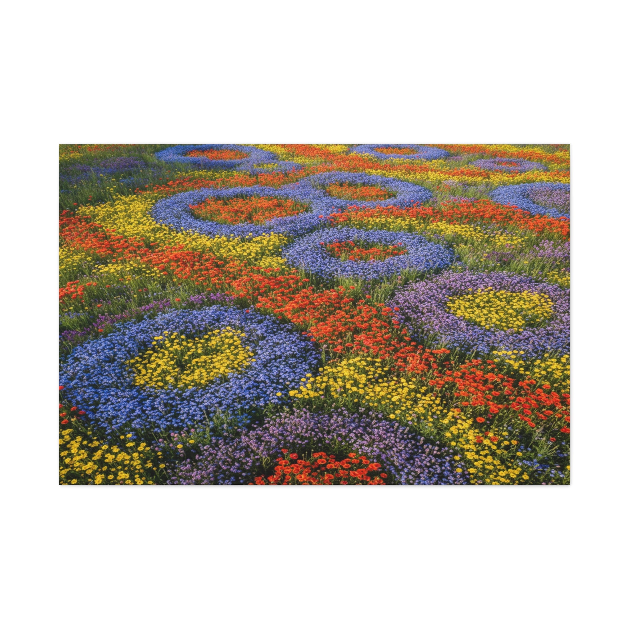Geometric Garden: Kaleidoscopic Floral Landscape, Vibrant Botanical Patterns - L’Art Suprême Canvas