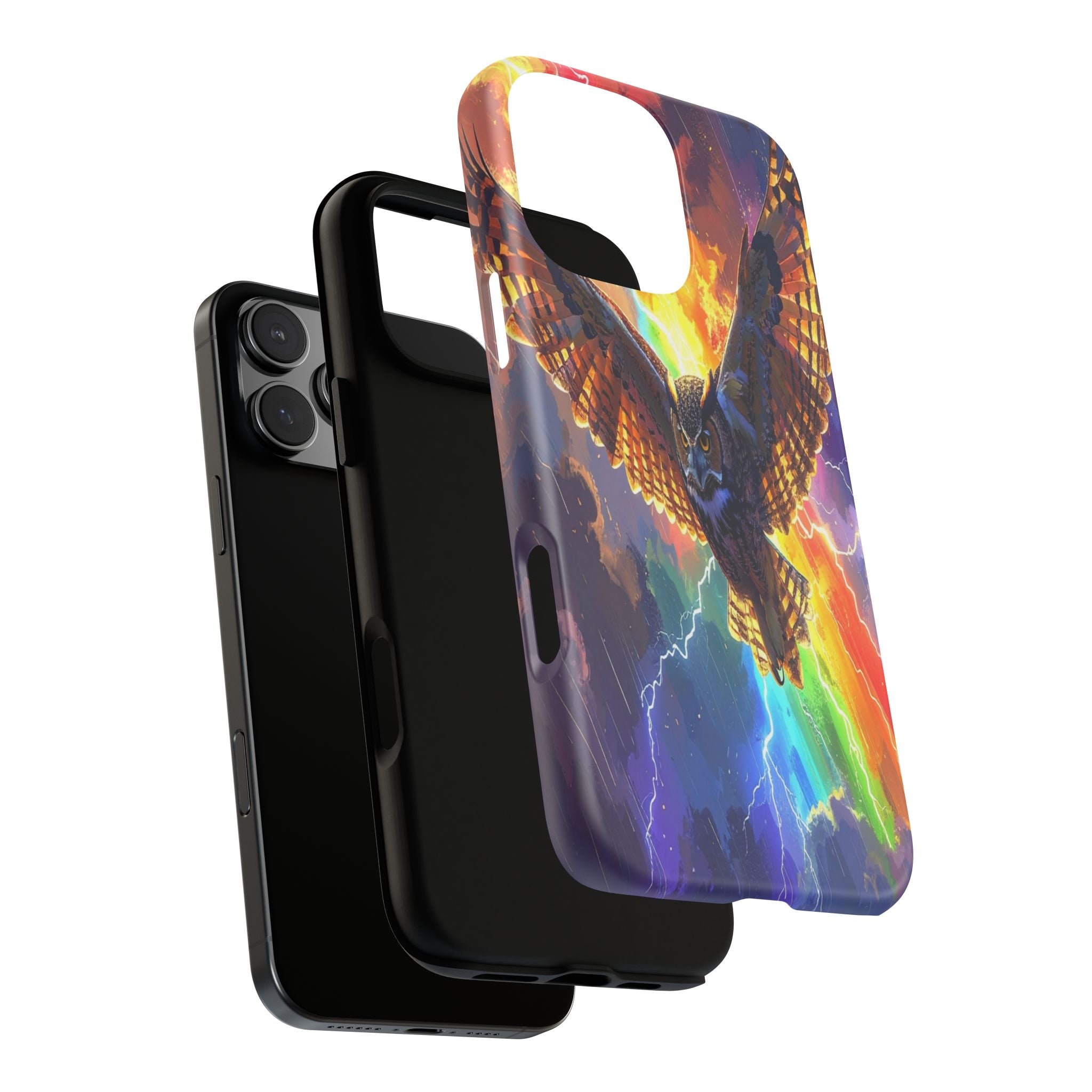 Thunderwing: Ethereal Owl in Electric Storm, Digital Fantasy Artwork - L’Art Suprême Phone Case