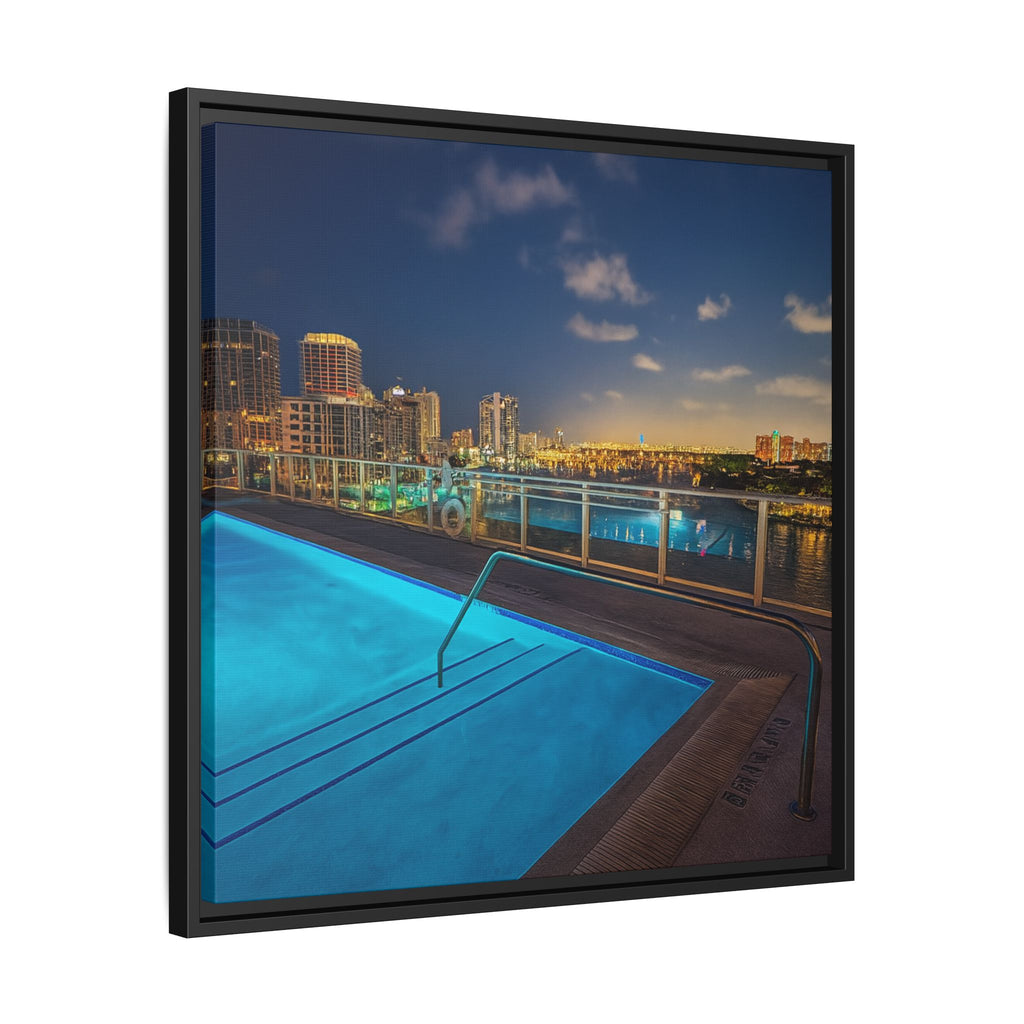 "Skyline Reflections" – Framed Canvas Print