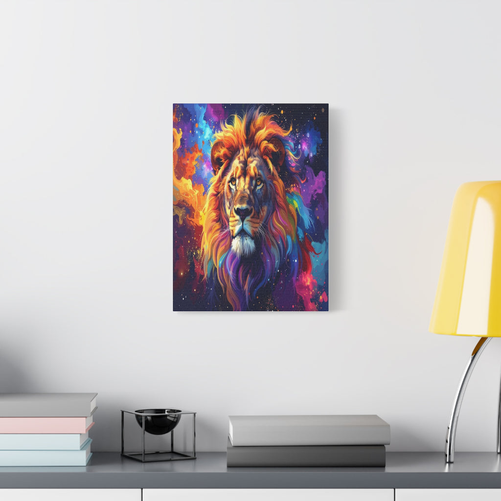 Cosmic Mane: Celestial Lion Portrait, Digital Cosmic Artwork - L’Art Suprême Canvas