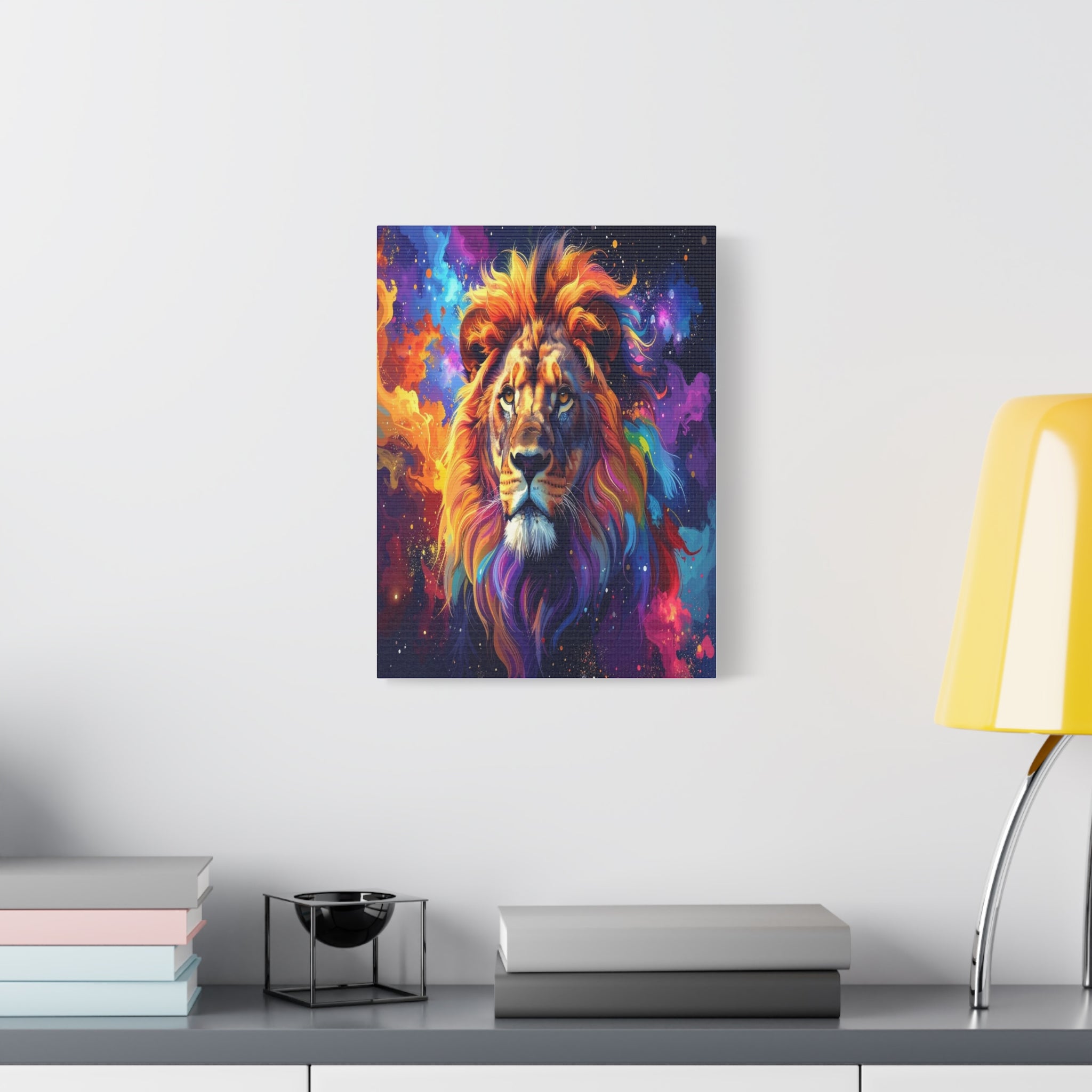 Cosmic Mane: Celestial Lion Portrait, Digital Cosmic Artwork - L’Art Suprême Canvas