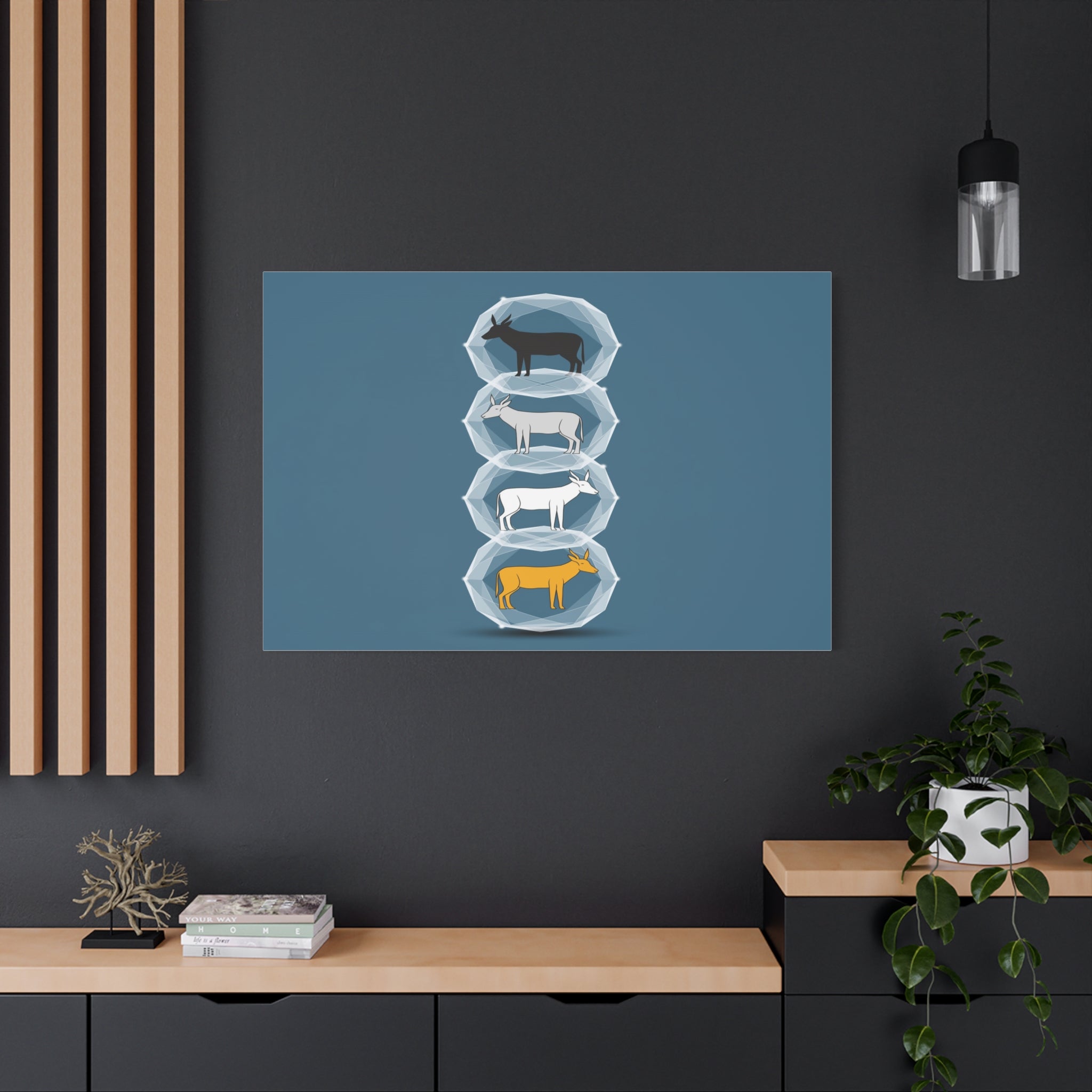 Encapsulated Ascent: Geometric Animal Silhouettes, Minimal Vertical Progression - L’Art Suprême Canvas