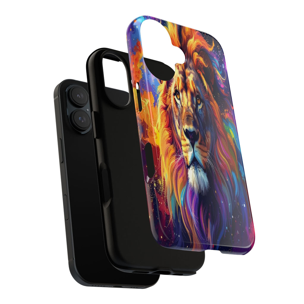 Cosmic Mane: Celestial Lion Portrait, Psychedelic Wildlife Art - L’Art Suprême Phone Case