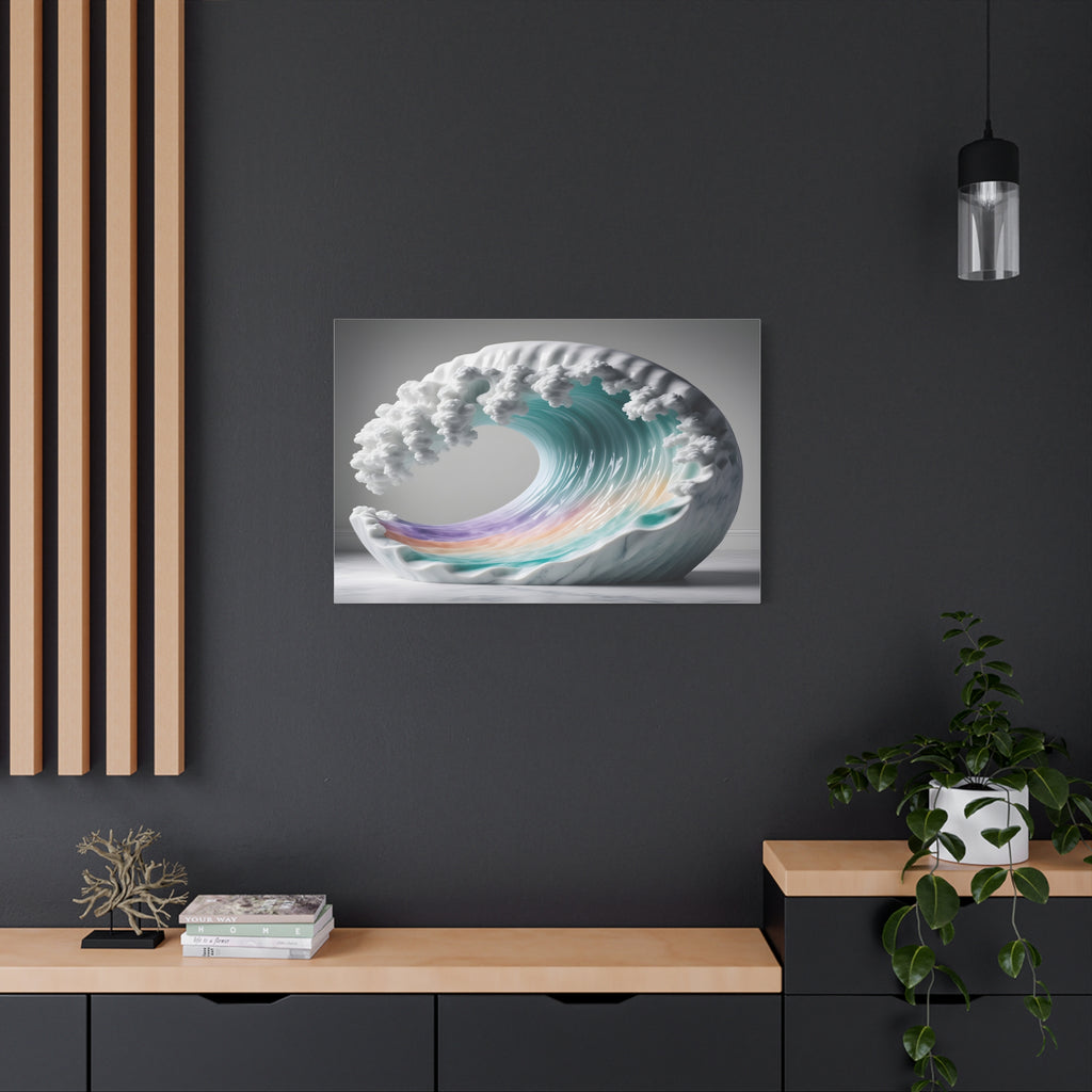 Oceanic Euphoria: Marble Wave Sculpture, Ethereal Aquatic Art - L’Art Suprême Canvas