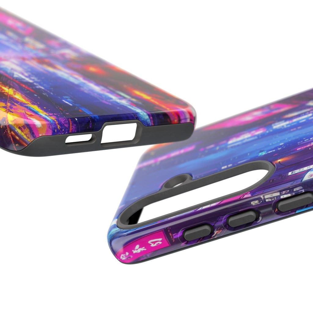 Neon Dystopia: Cyberpunk Metropolis, Urban Night Reflections - L’Art Suprême Phone Case