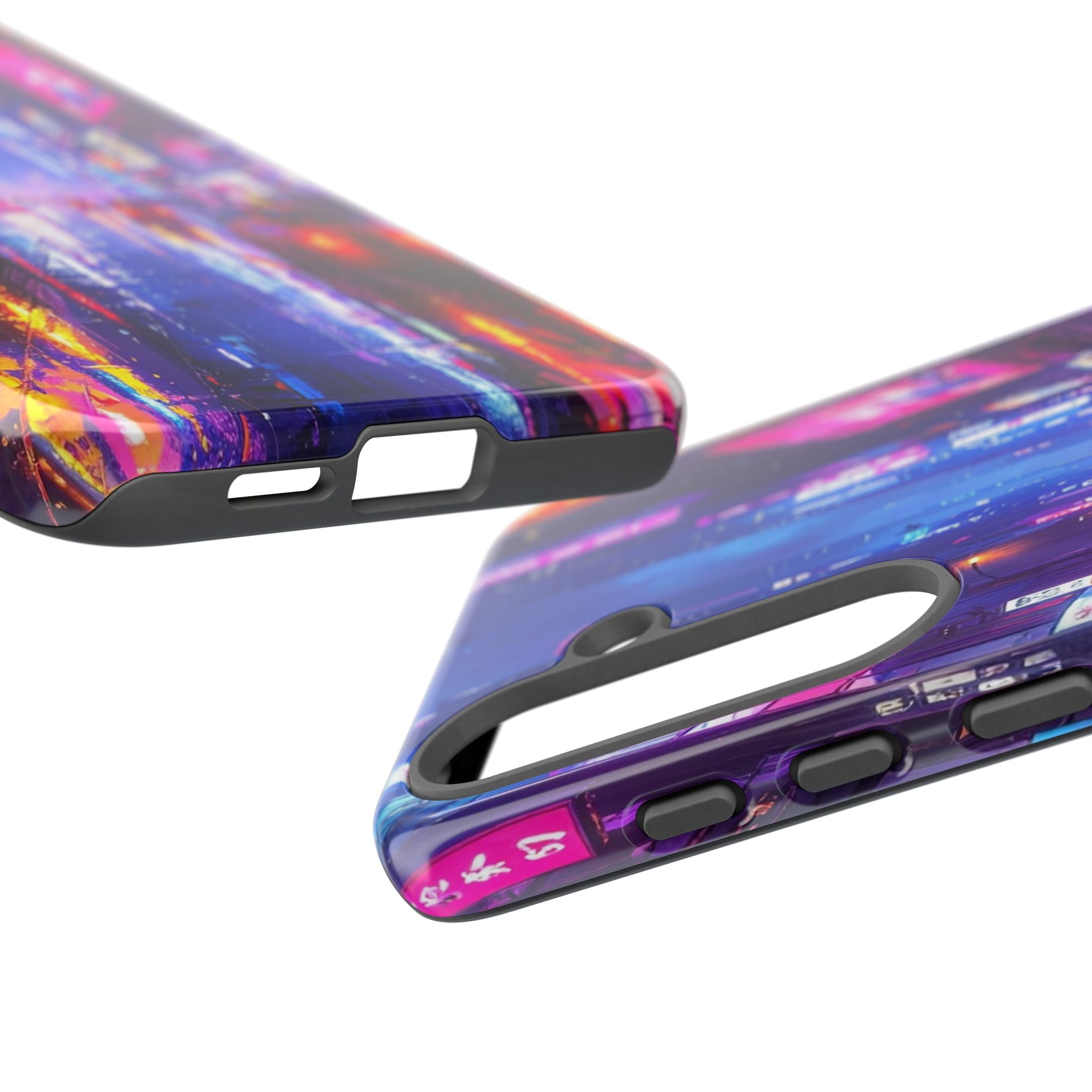 Neon Dystopia: Cyberpunk Metropolis, Urban Night Reflections - L’Art Suprême Phone Case