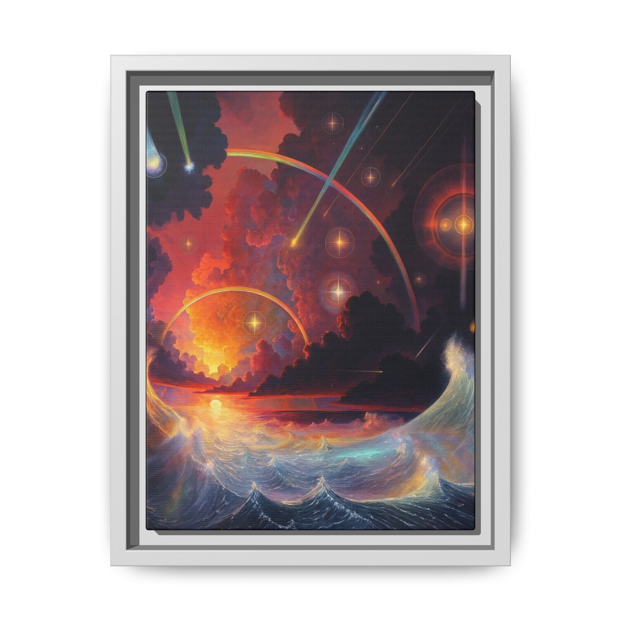 "Celestial Tides" – Framed Canvas Print
