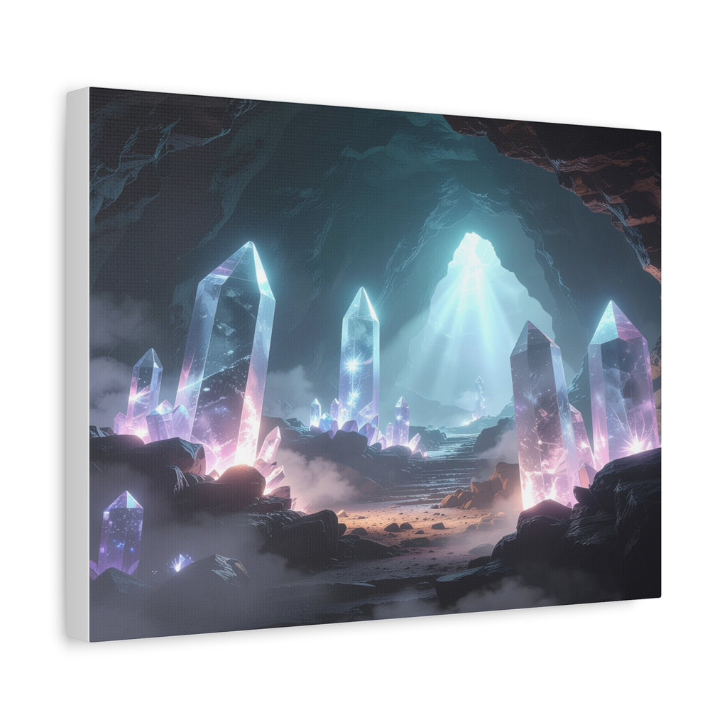 Crystal Reverie: Luminous Cavern Dreamscape, Ethereal Digital Fantasy Art - L’Art Suprême Canvas