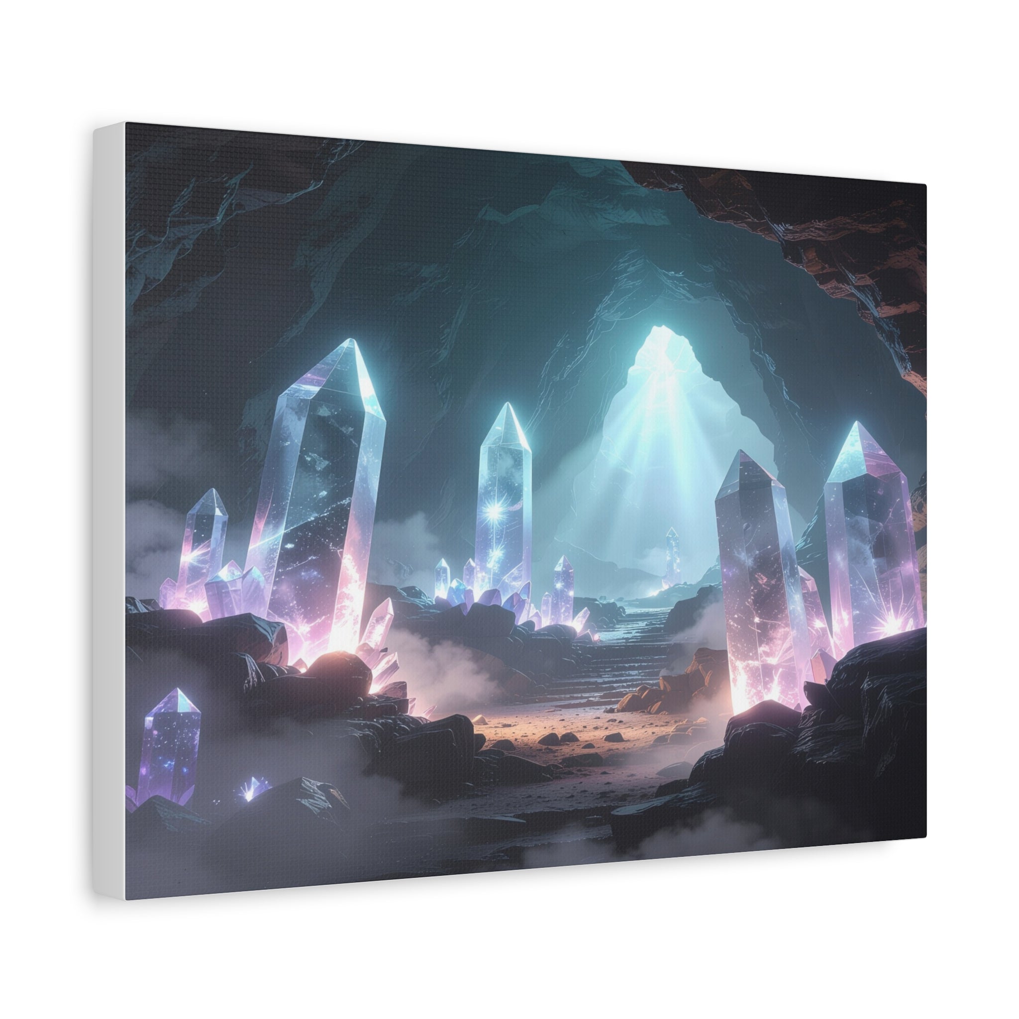 Crystal Reverie: Luminous Cavern Dreamscape, Ethereal Digital Fantasy Art - L’Art Suprême Canvas