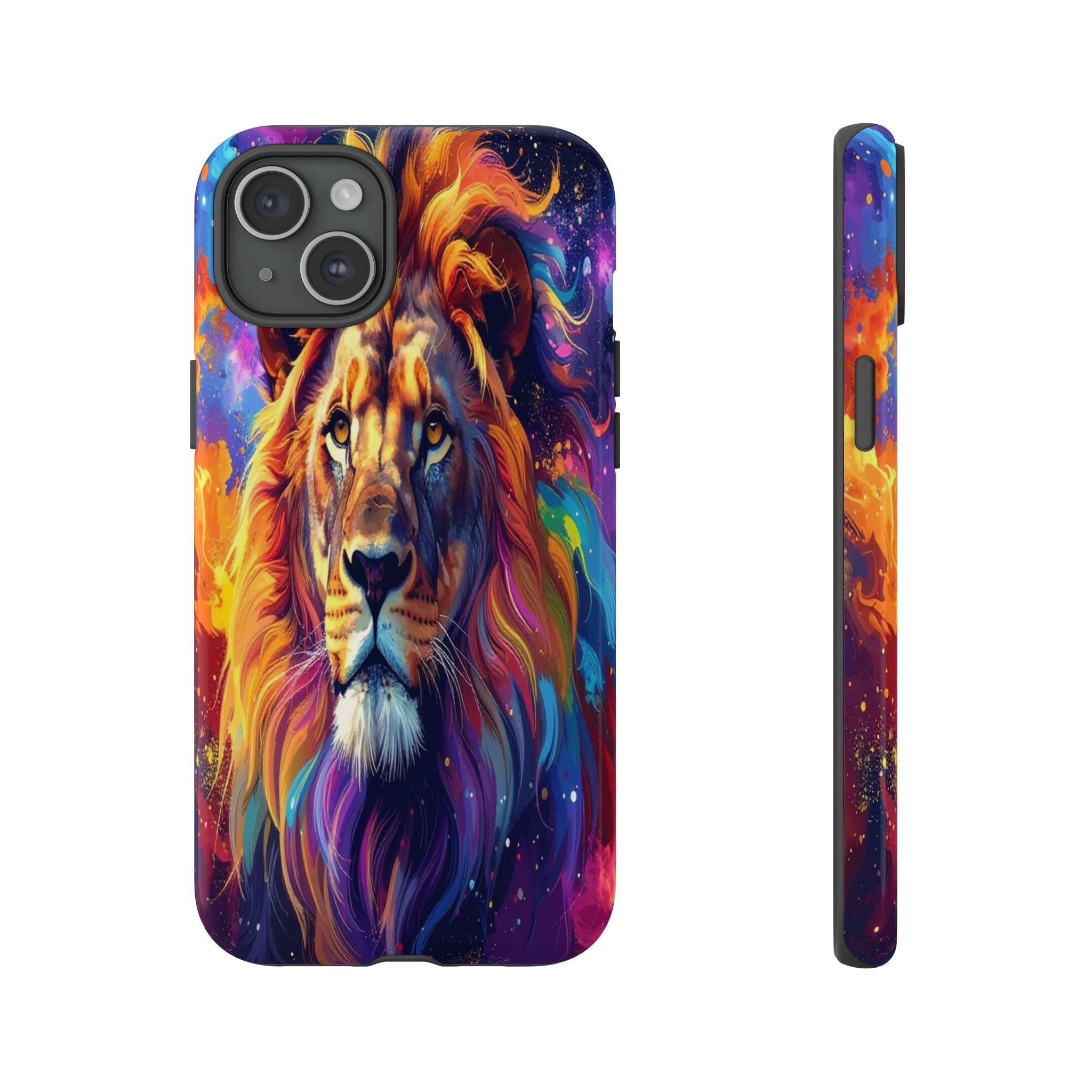 Cosmic Mane: Celestial Lion Portrait, Psychedelic Wildlife Art - L’Art Suprême Phone Case