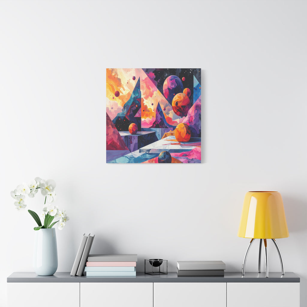 Cosmic Geometry: Dimensional Kaleidoscope, Digital Abstract Landscape - L’Art Suprême Canvas