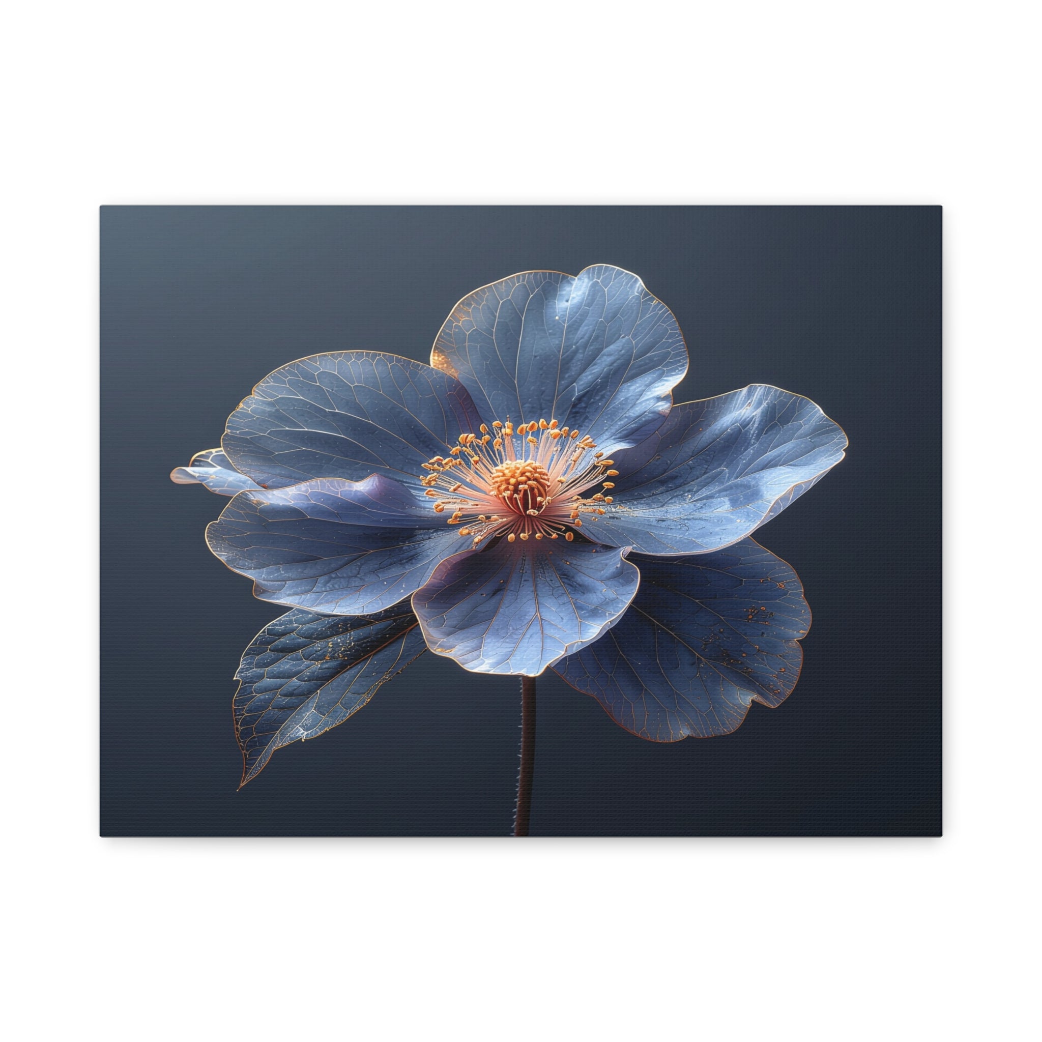 Ethereal Blue: Macro Botanical Photography, Delicate Floral Veins - L’Art Suprême Canvas