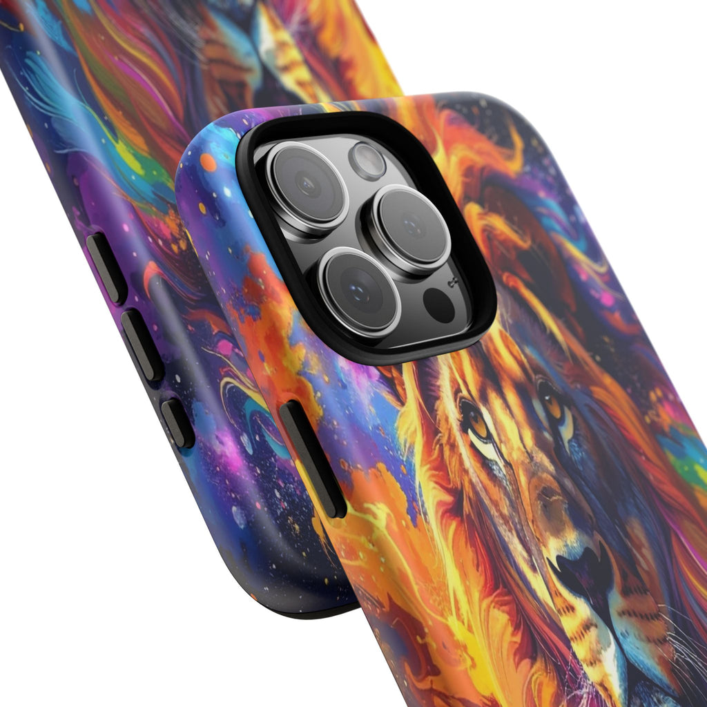 Cosmic Mane: Celestial Lion Portrait, Psychedelic Wildlife Art - L’Art Suprême Phone Case