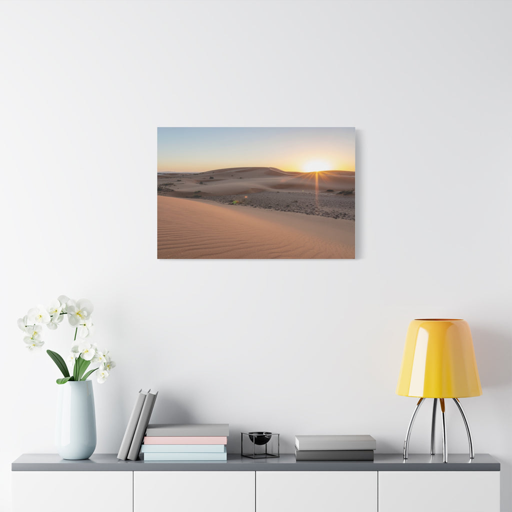 Daybreak in the Desert: Golden Sands at Sunrise, Arid Landscape Panorama - L’Art Suprême Canvas