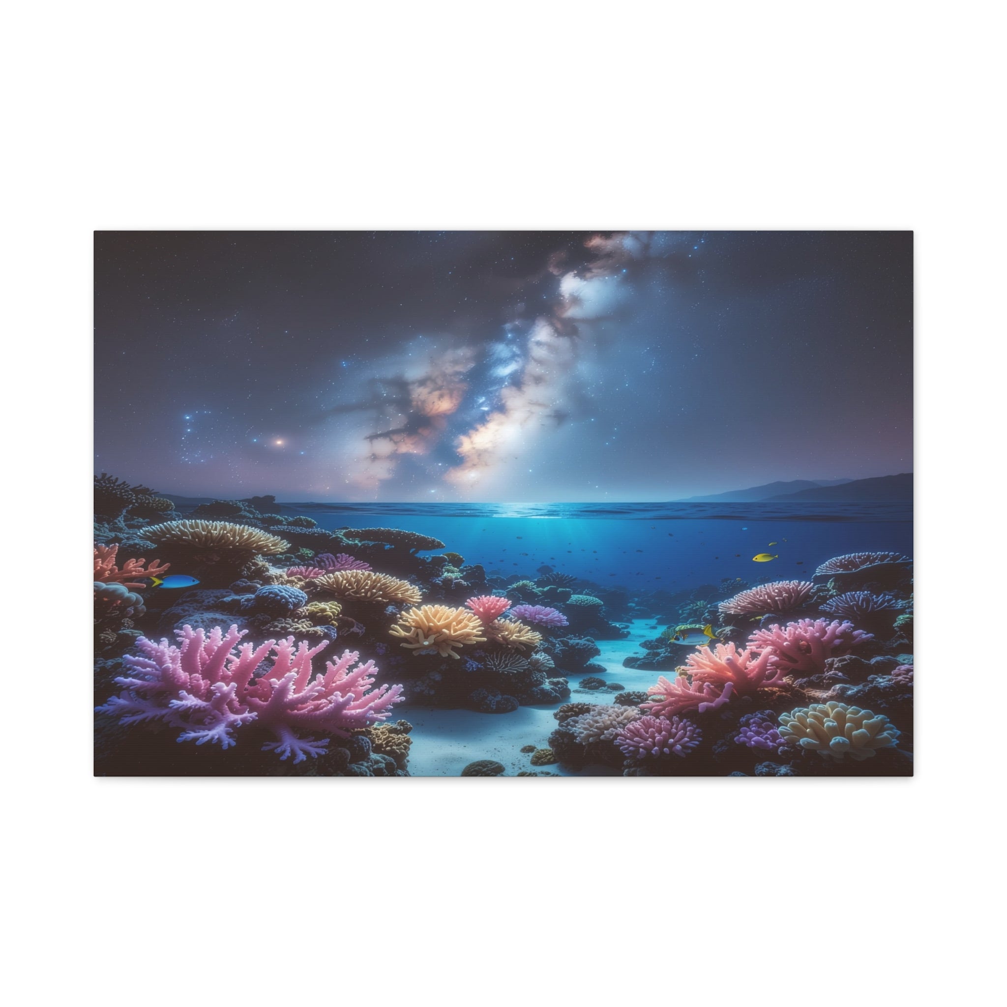 Cosmic Reef Harmony: Underwater Seascape Panorama, Milky Way Marine Dreamscape - L’Art Suprême Canvas