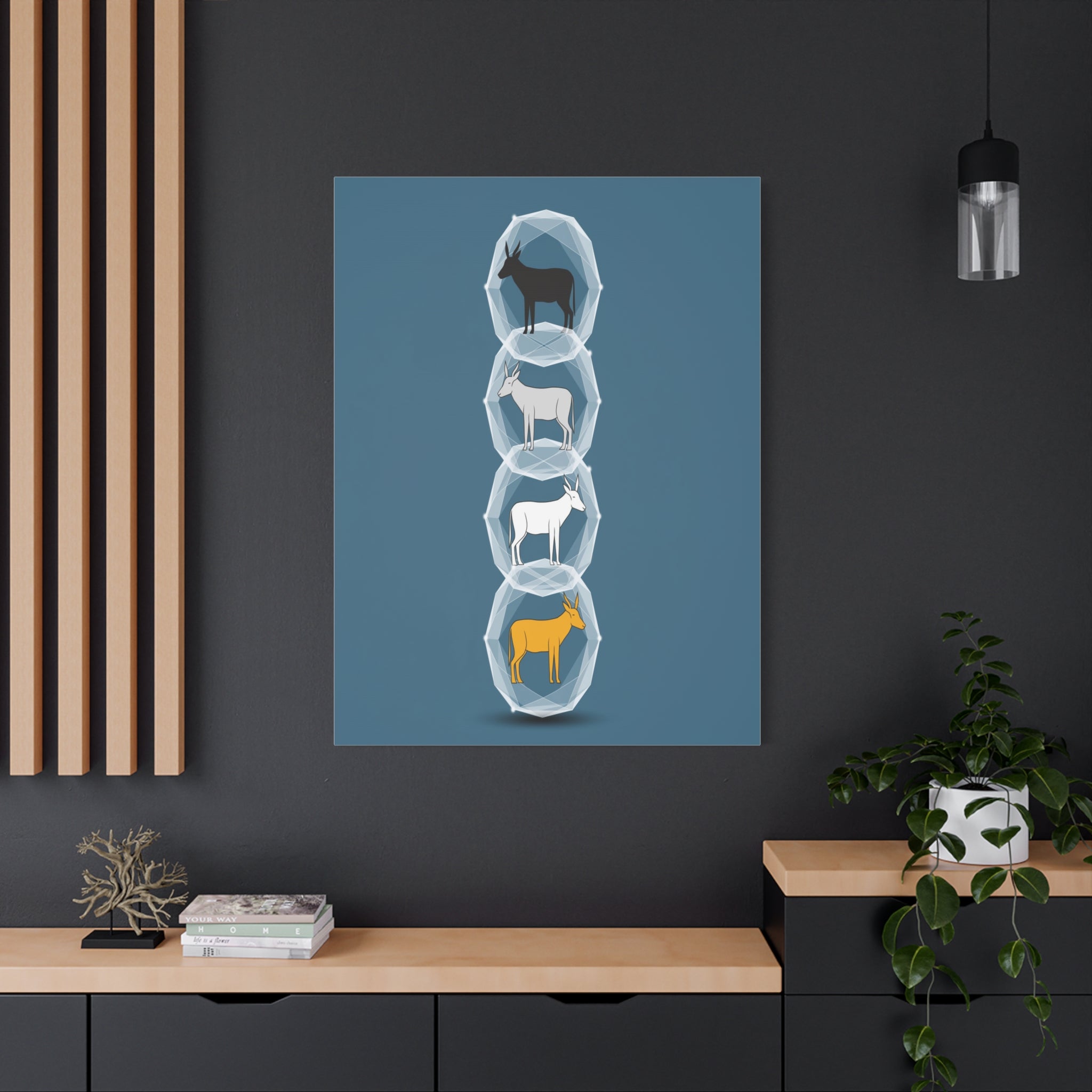 Encapsulated Ascent: Geometric Animal Silhouettes, Minimal Vertical Progression - L’Art Suprême Canvas