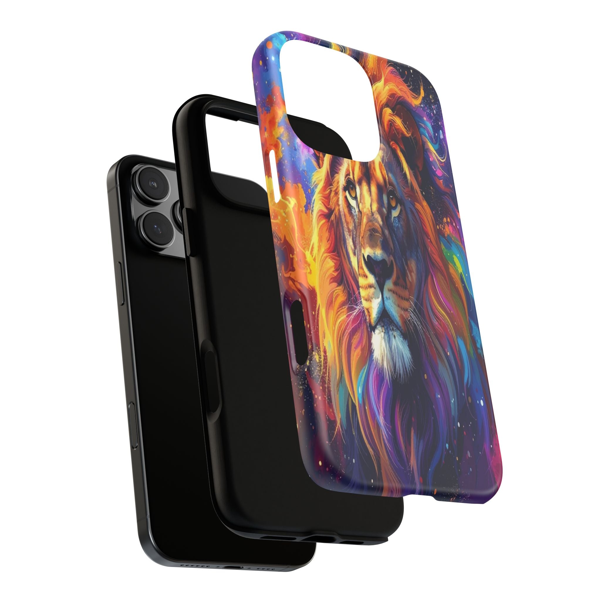 Cosmic Mane: Celestial Lion Portrait, Psychedelic Wildlife Art - L’Art Suprême Phone Case