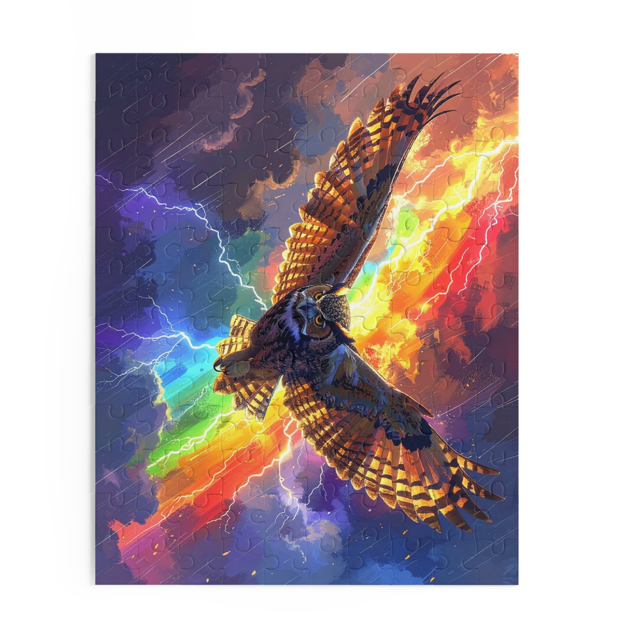 Elemental Guardian: Owl of Mystical Fire, Digital Fantastical Wildlife Art -  L'Art Puzzle