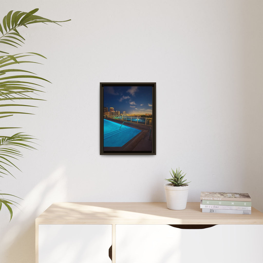 "Skyline Reflections" – Framed Canvas Print