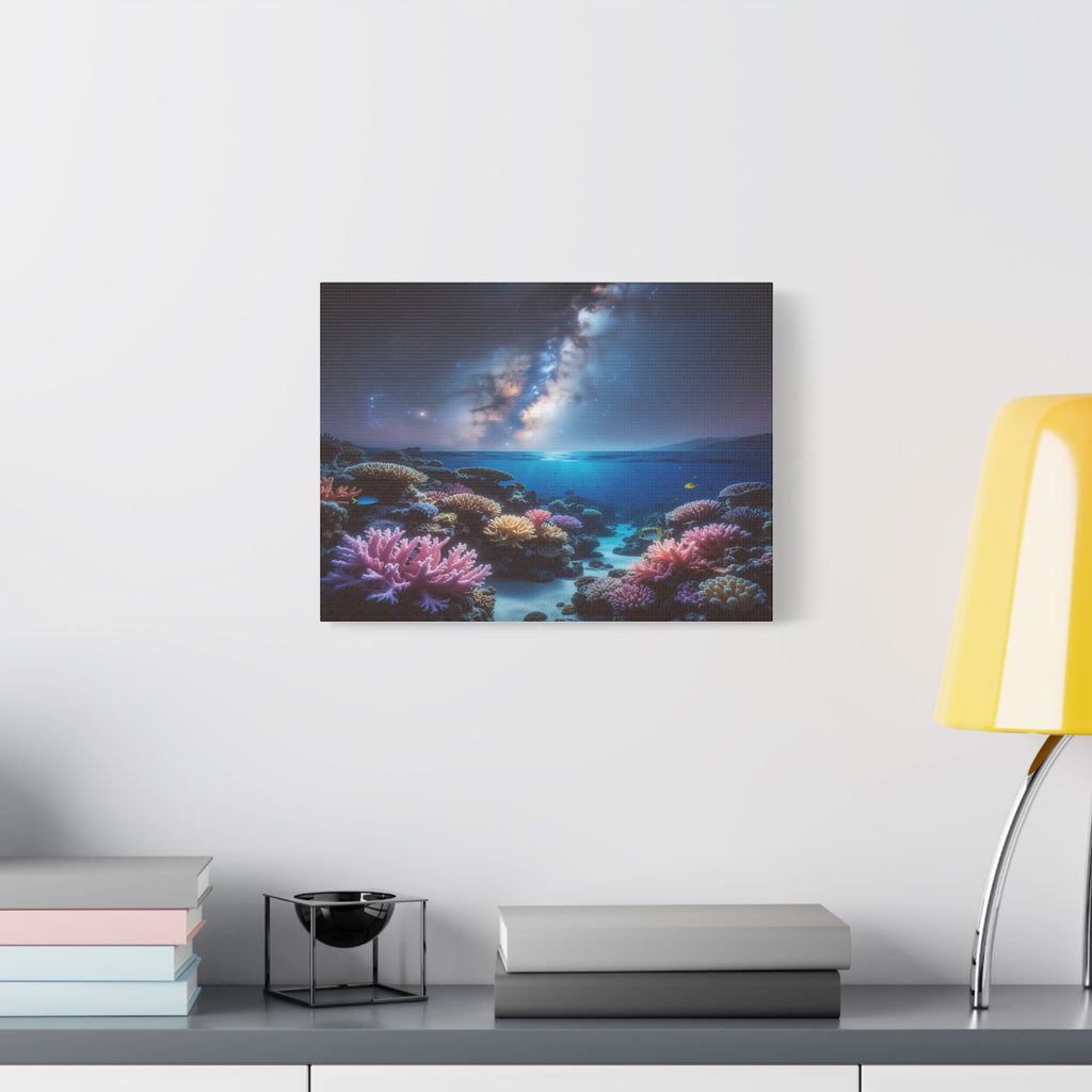 Cosmic Reef Harmony: Underwater Seascape Panorama, Milky Way Marine Dreamscape - L’Art Suprême Canvas