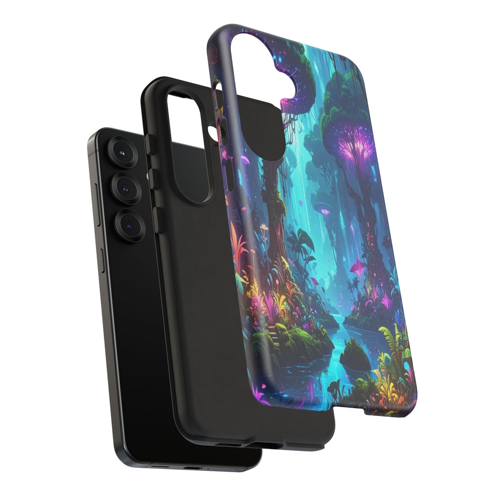 Bioluminescent Dreamscape: Ethereal Forest Fantasy, Digital Luminescence Illustration - L’Art Suprême Phone Case