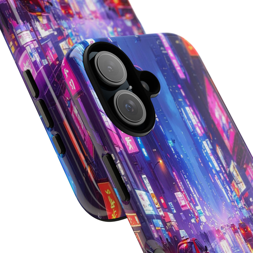 Neon Dystopia: Cyberpunk Metropolis, Urban Night Reflections - L’Art Suprême Phone Case