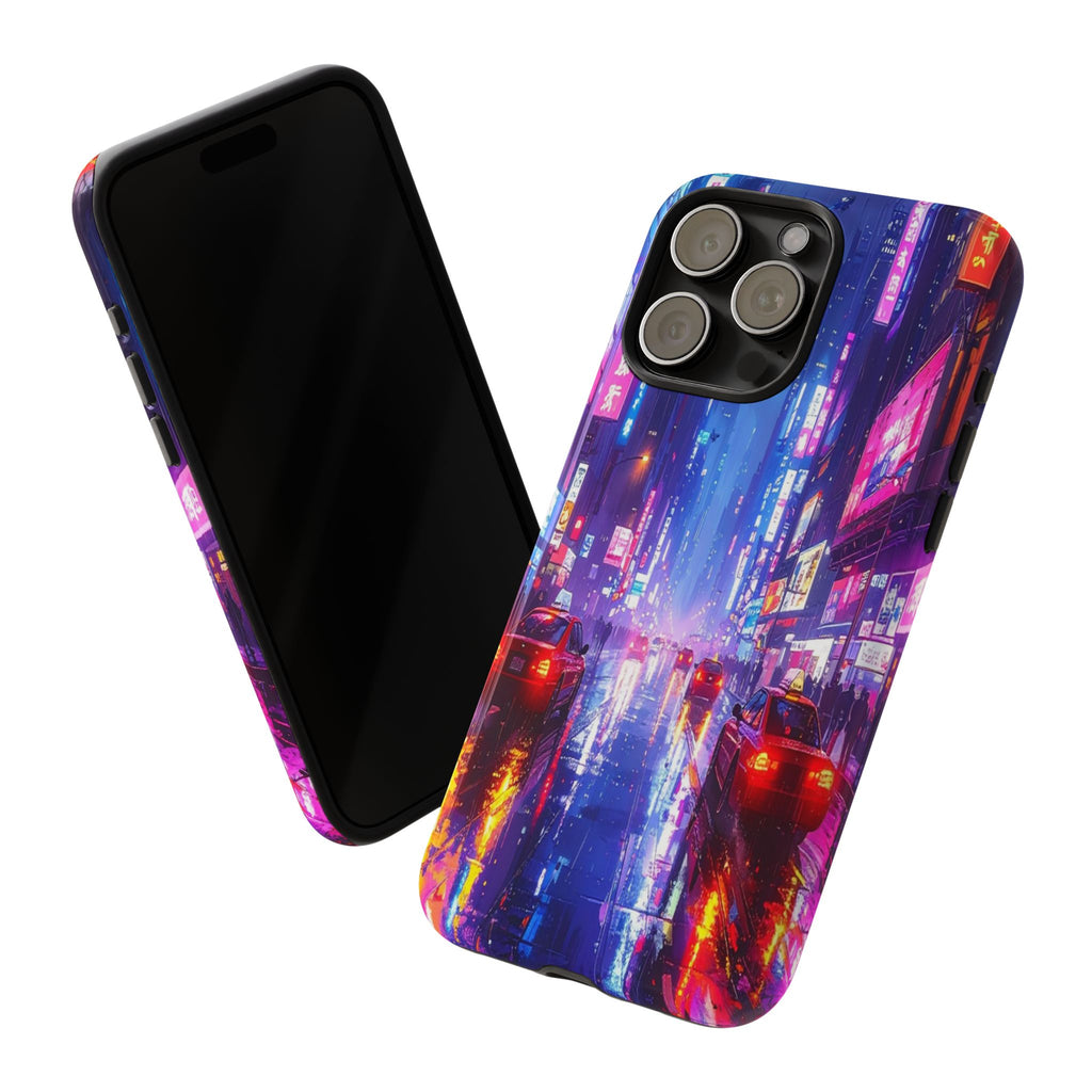Neon Dystopia: Cyberpunk Metropolis, Urban Night Reflections - L’Art Suprême Phone Case