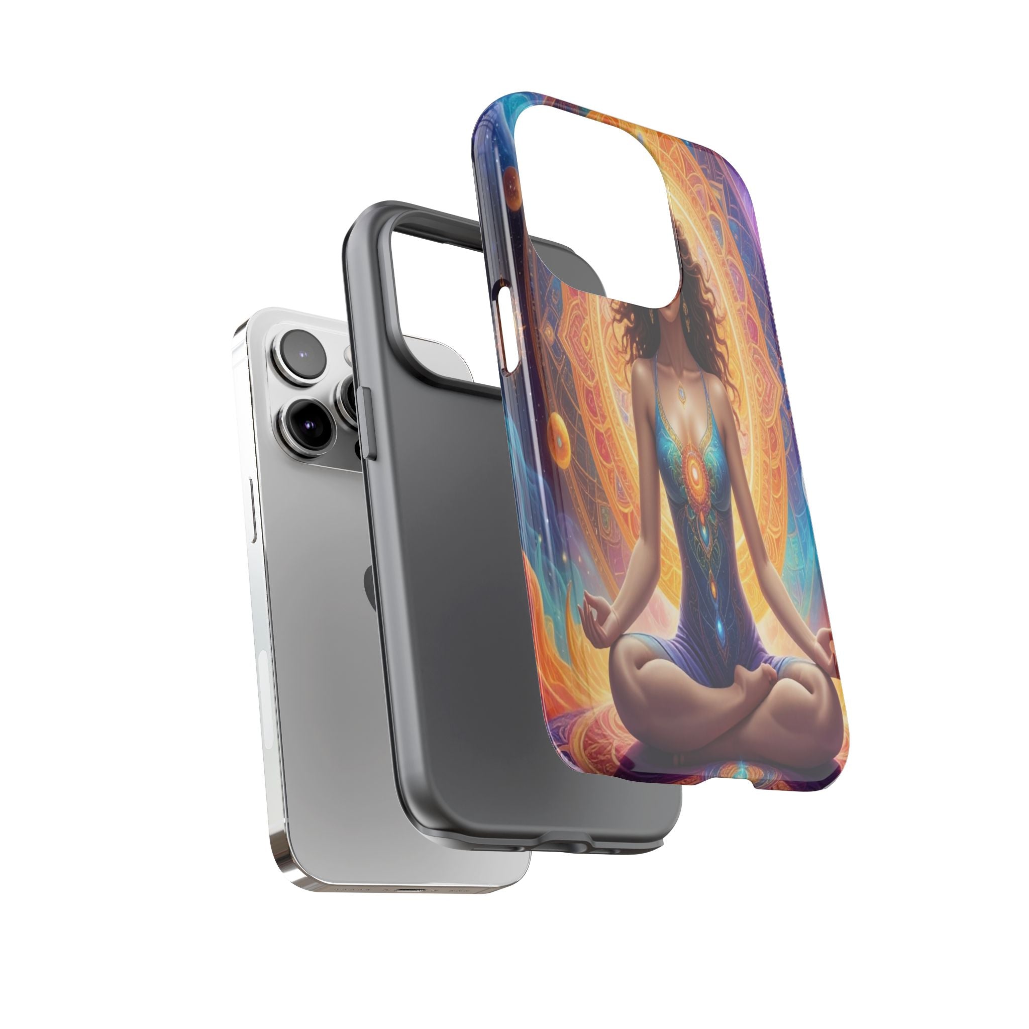 Cosmic Awakening: Spiritual Meditation Mandala, Celestial Energy Visualization - L’Art Suprême Phone Case