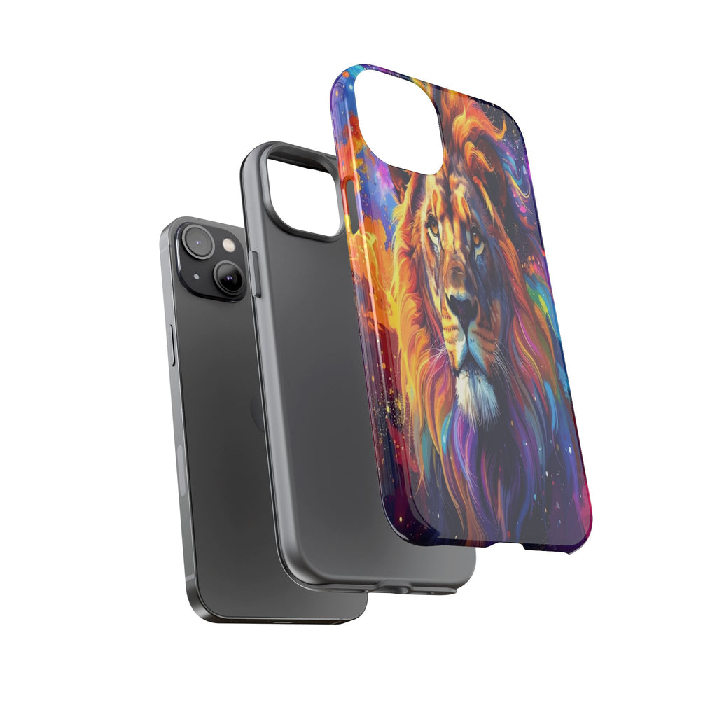 Cosmic Mane: Celestial Lion Portrait, Psychedelic Wildlife Art - L’Art Suprême Phone Case