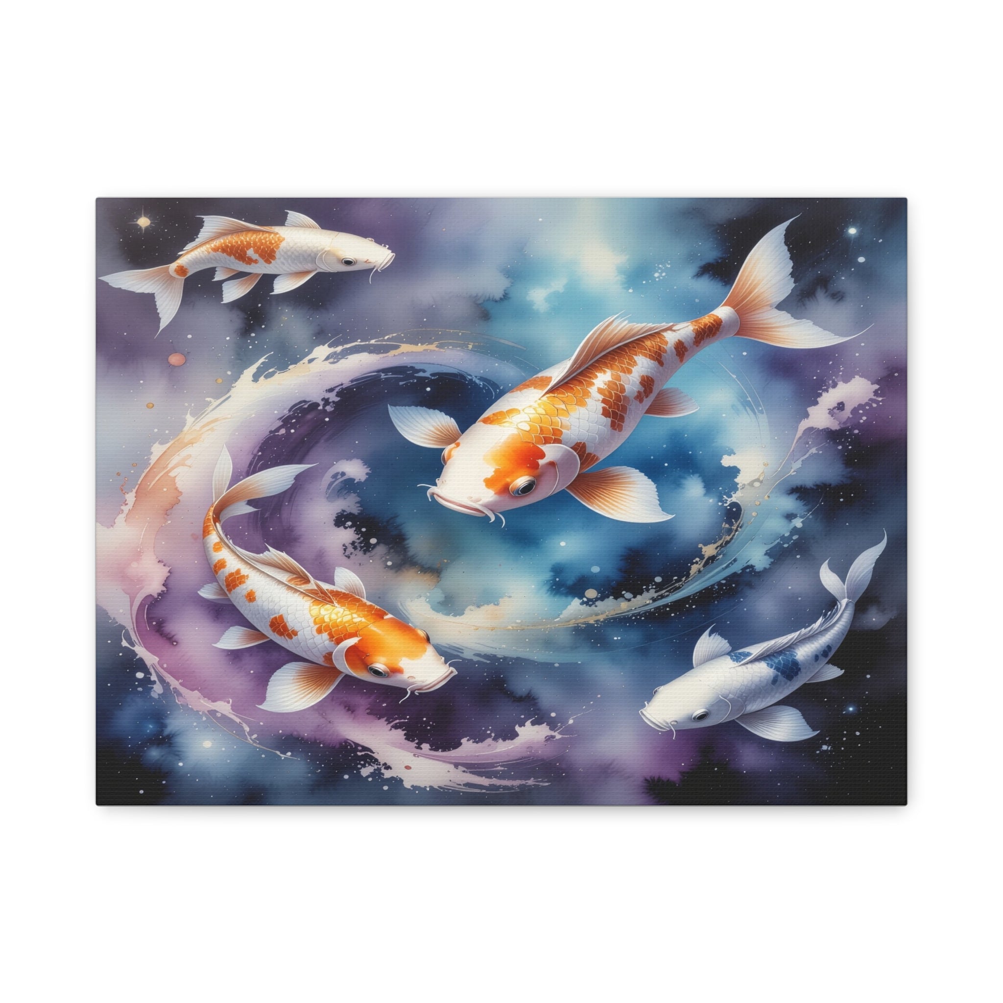 Cosmic Koi Symphony: Ethereal Underwater Space Journey, Digital Watercolor Fantasy - L’Art Suprême Canvas