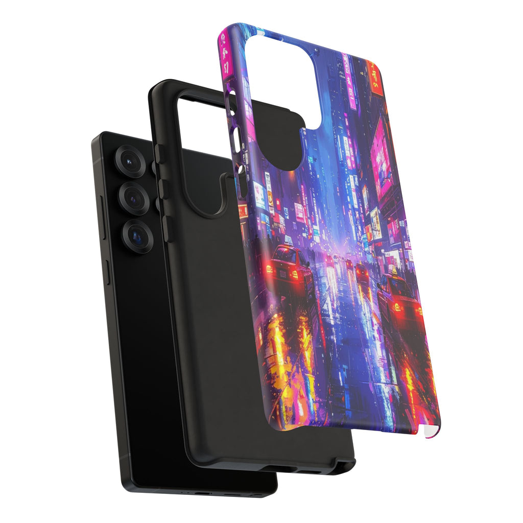 Neon Dystopia: Cyberpunk Metropolis, Urban Night Reflections - L’Art Suprême Phone Case