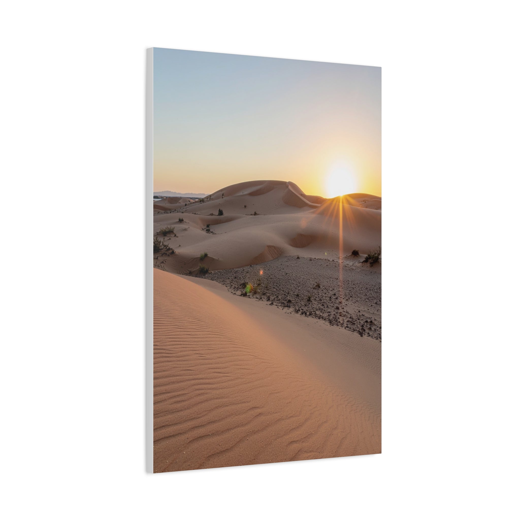Daybreak in the Desert: Golden Sands at Sunrise, Arid Landscape Panorama - L’Art Suprême Canvas