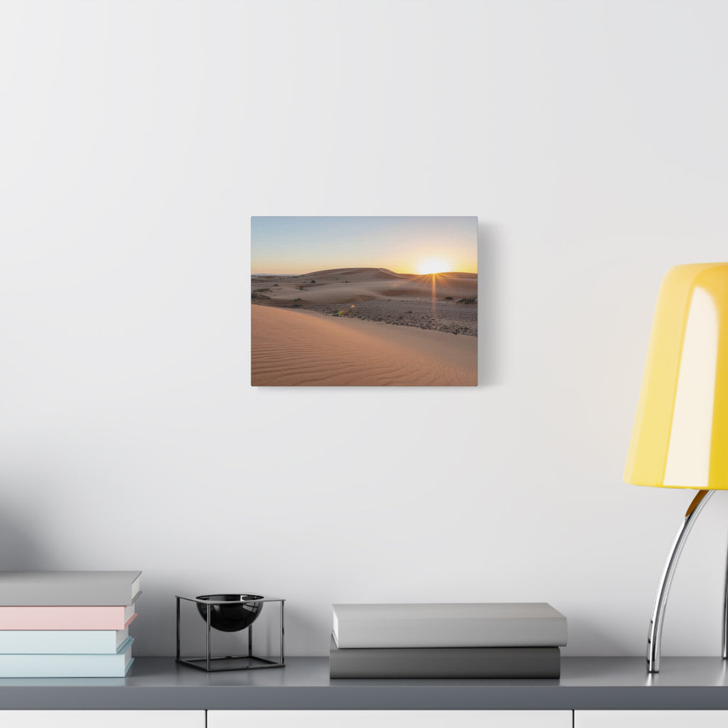 Daybreak in the Desert: Golden Sands at Sunrise, Arid Landscape Panorama - L’Art Suprême Canvas