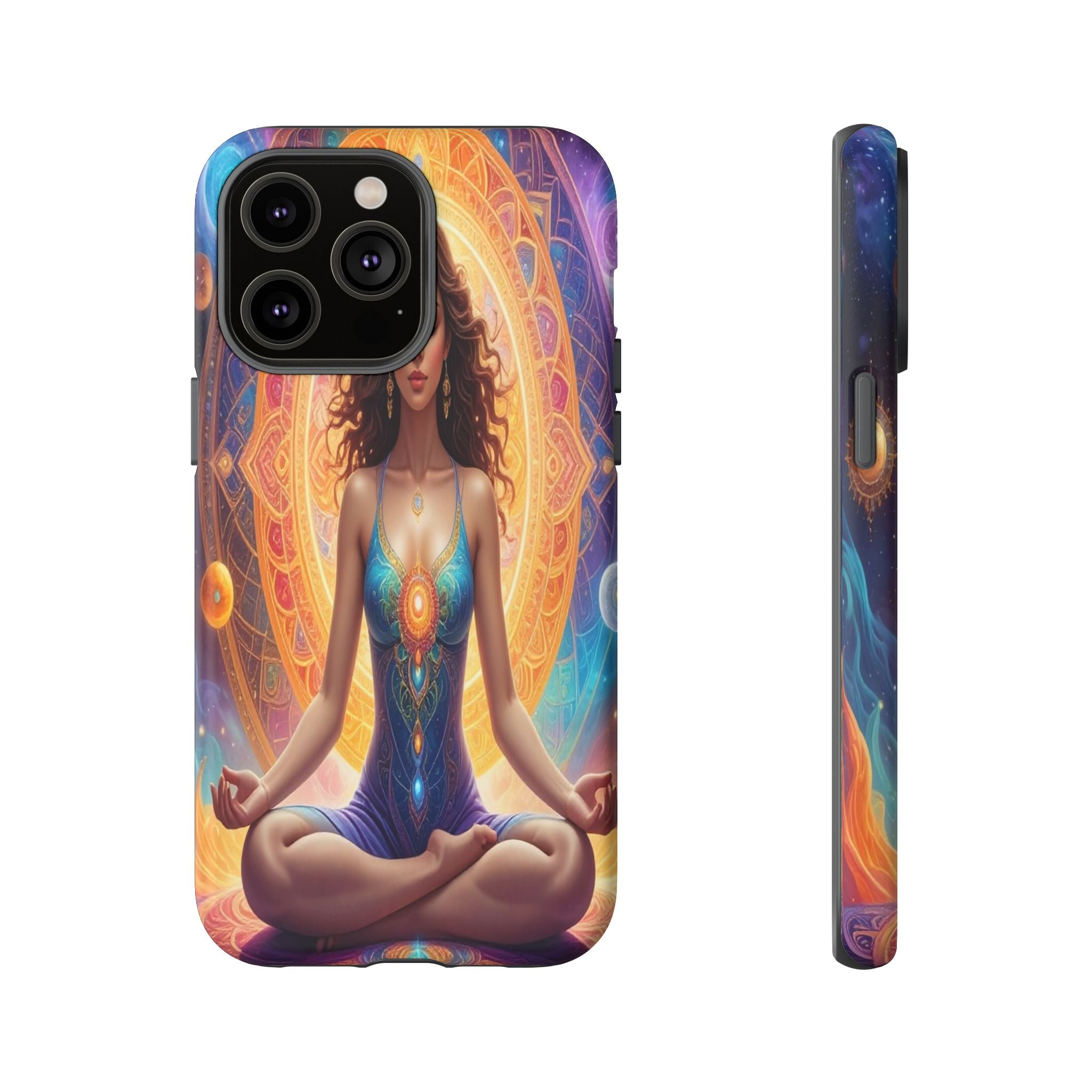 Cosmic Awakening: Spiritual Meditation Mandala, Celestial Energy Visualization - L’Art Suprême Phone Case