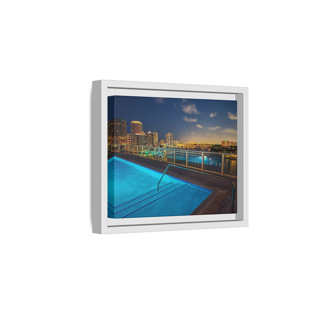 "Skyline Reflections" – Framed Canvas Print