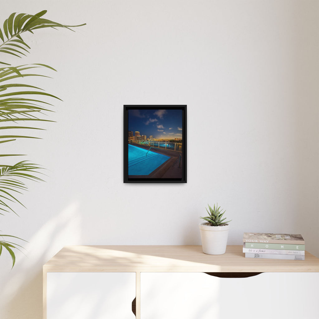 "Skyline Reflections" – Framed Canvas Print