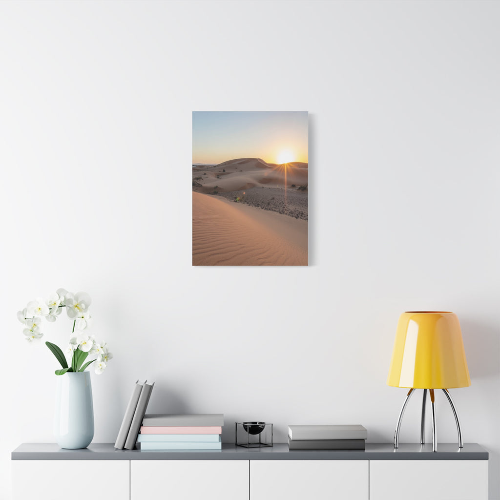 Daybreak in the Desert: Golden Sands at Sunrise, Arid Landscape Panorama - L’Art Suprême Canvas