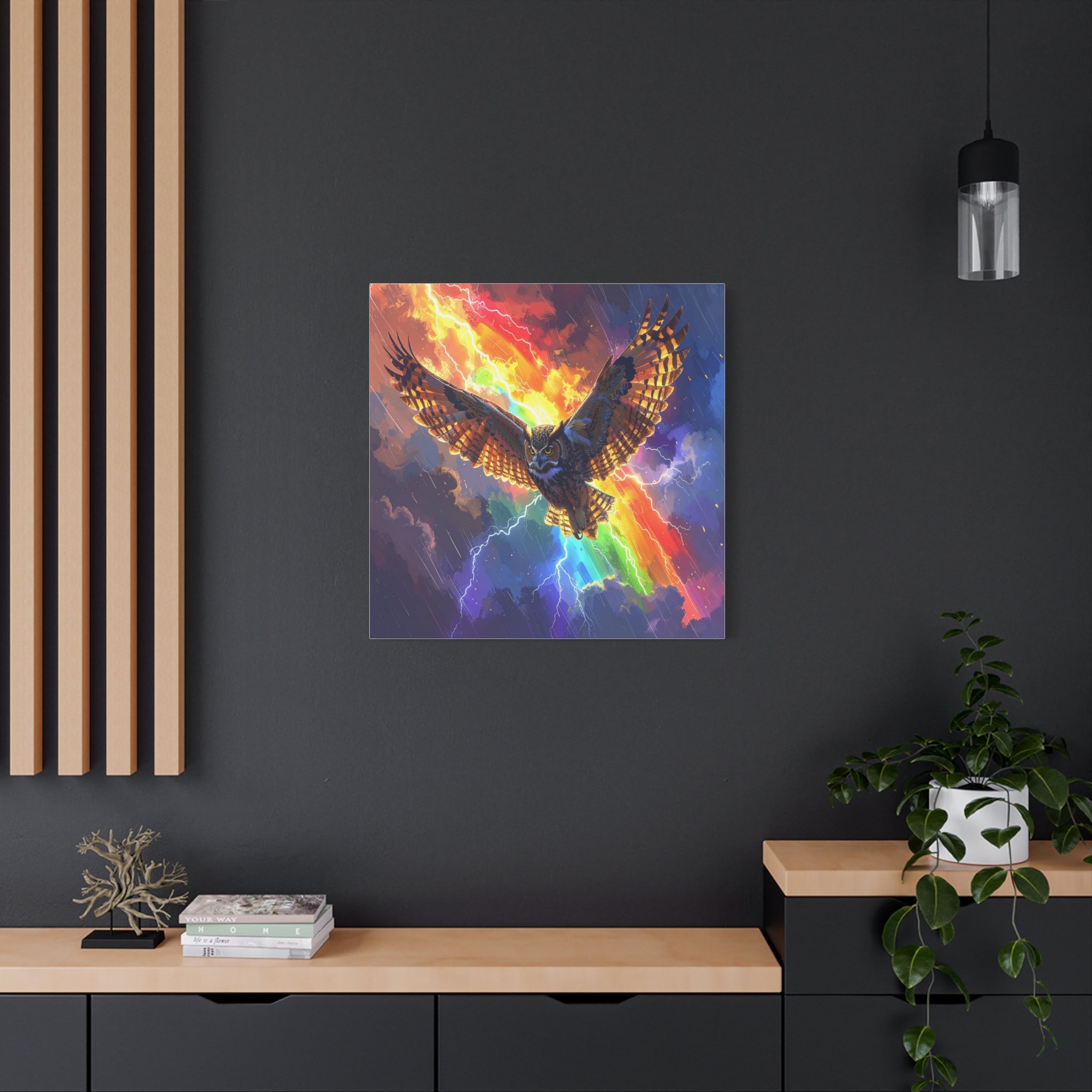 Thunder Spirit: Elemental Owl Ascension, Digital Fantasy Artwork - L’Art Suprême Canvas