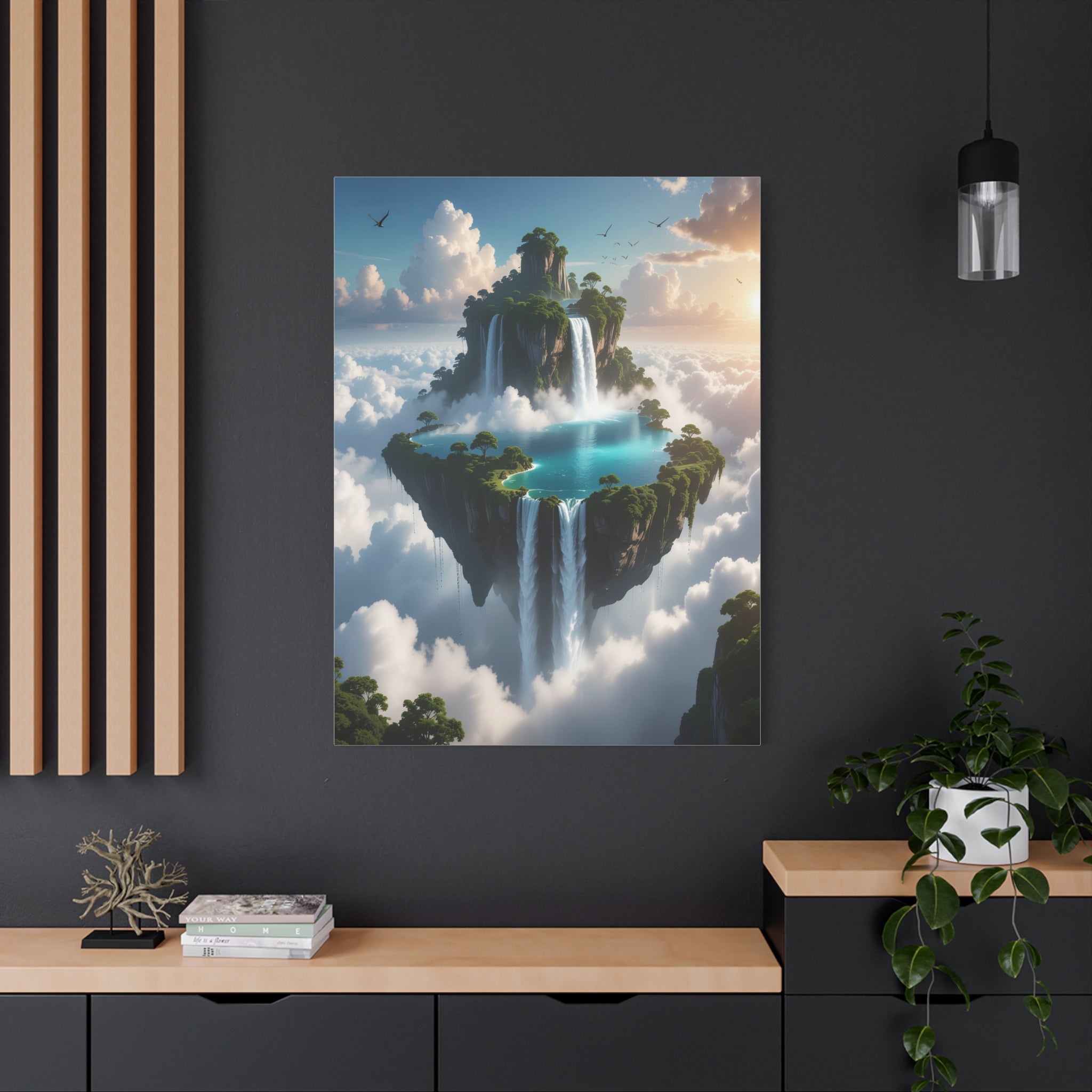 Celestial Archipelago: Floating Worlds of Mist and Stone, Digital Fantasy Landscape - L’Art Suprême Canvas
