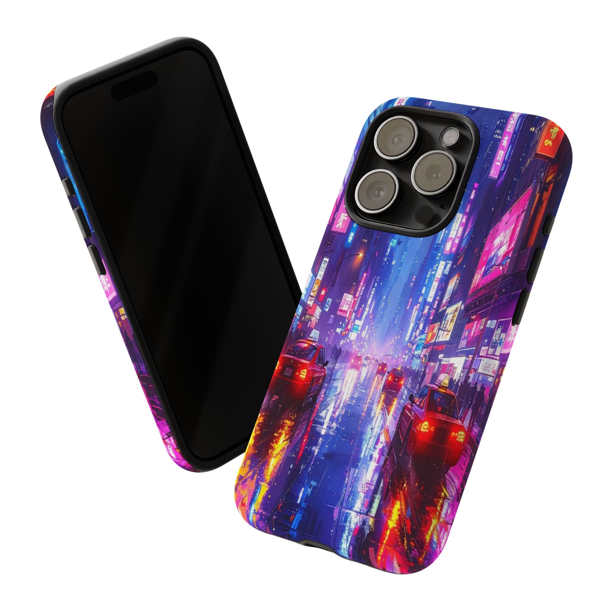 Neon Dystopia: Cyberpunk Metropolis, Urban Night Reflections - L’Art Suprême Phone Case
