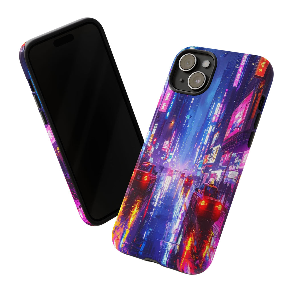 Neon Dystopia: Cyberpunk Metropolis, Urban Night Reflections - L’Art Suprême Phone Case