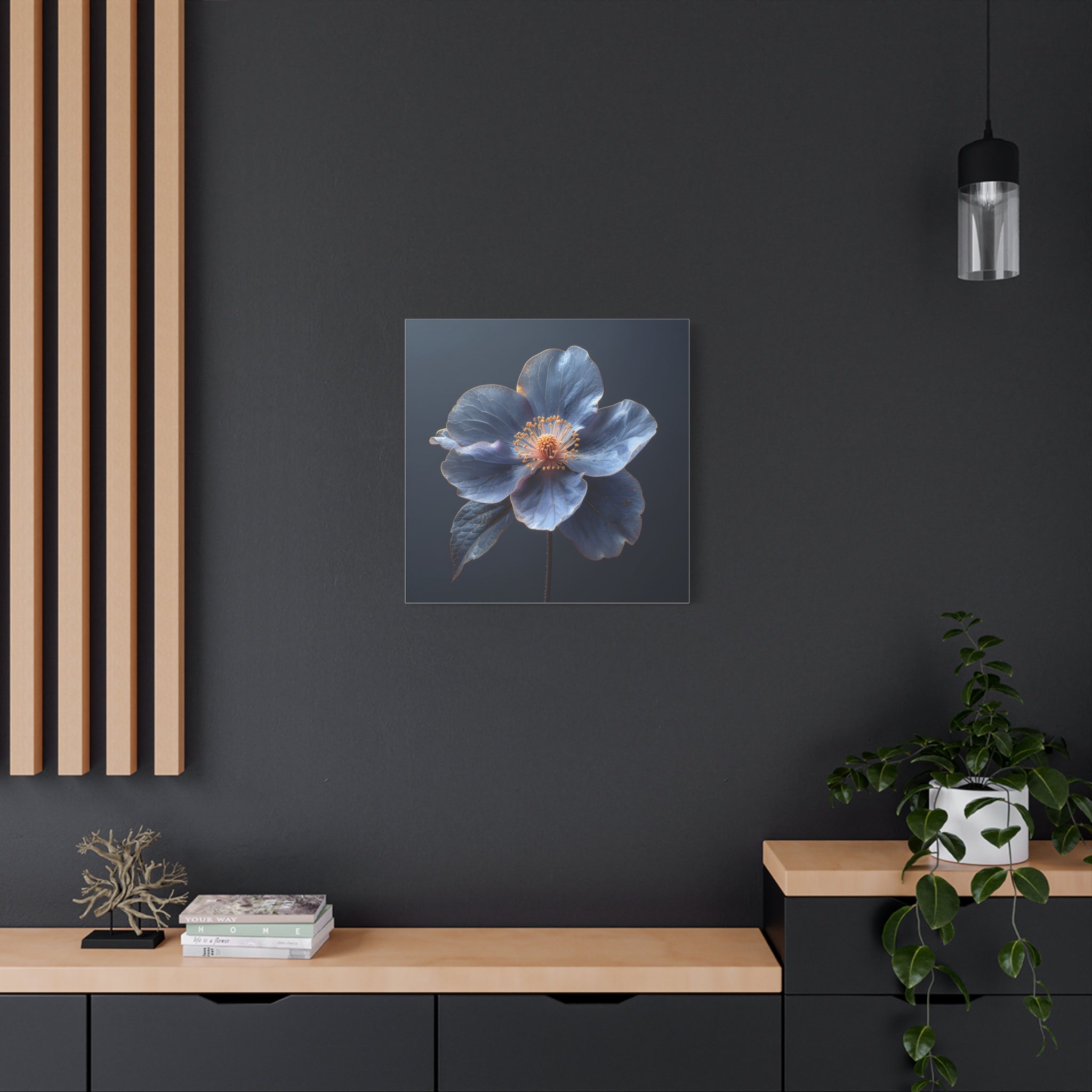 Ethereal Blue: Macro Botanical Photography, Delicate Floral Veins - L’Art Suprême Canvas